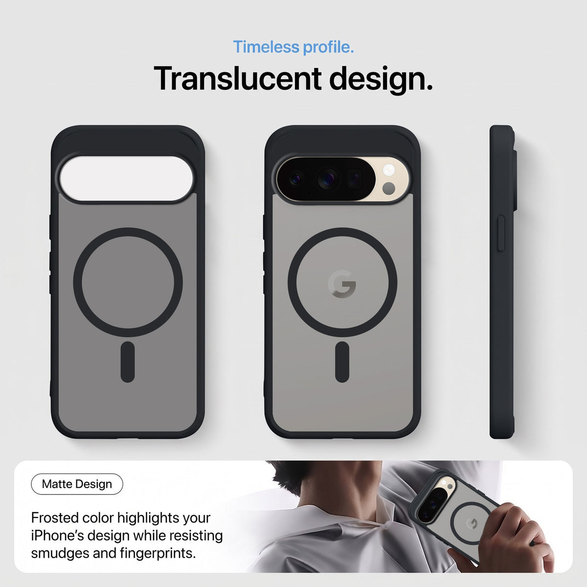 For Google Pixel 10 Pro Matte Finish Back Case Cover (MagSafe Compatible | Translucent Soft Touch | Slim and Unbreakable)
