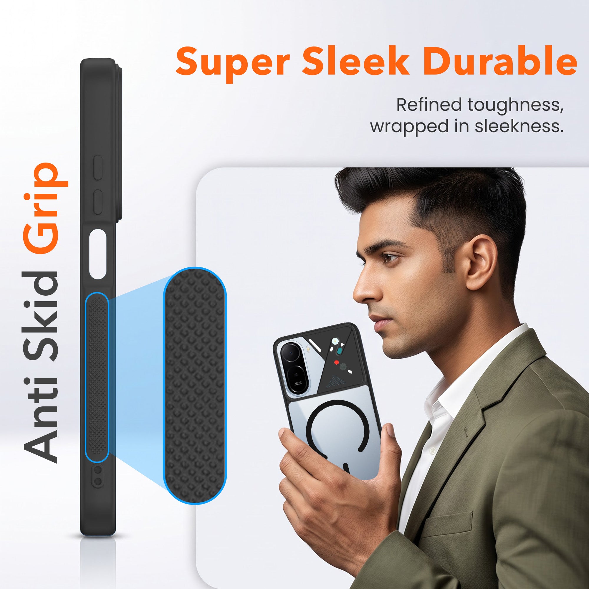 For Redmi A7 Pro 4G|5G Back Cover Case Lifetime Anti-Yellow Clear (Camera Protection | Side Grip | Wireless MagSafe Compatible)