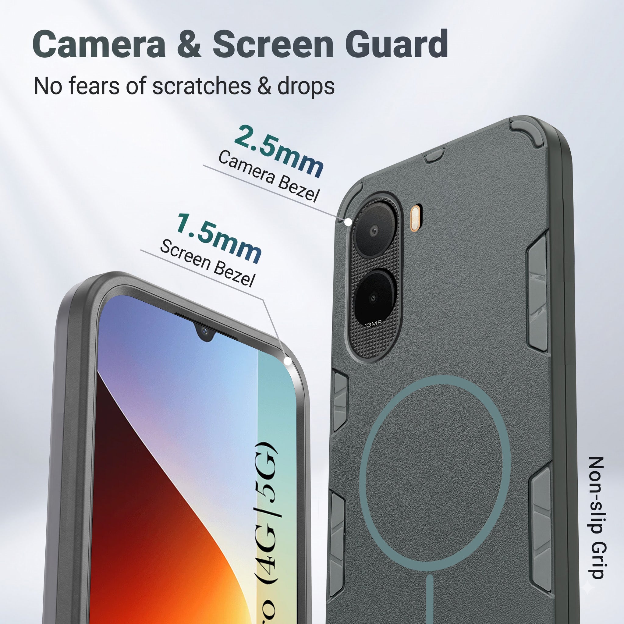 For Redmi A7 Pro 4G|5G Back Cover Case (Slim Hybrid Armor | Shockproof Camera Protection | Rugged Dual Layer)