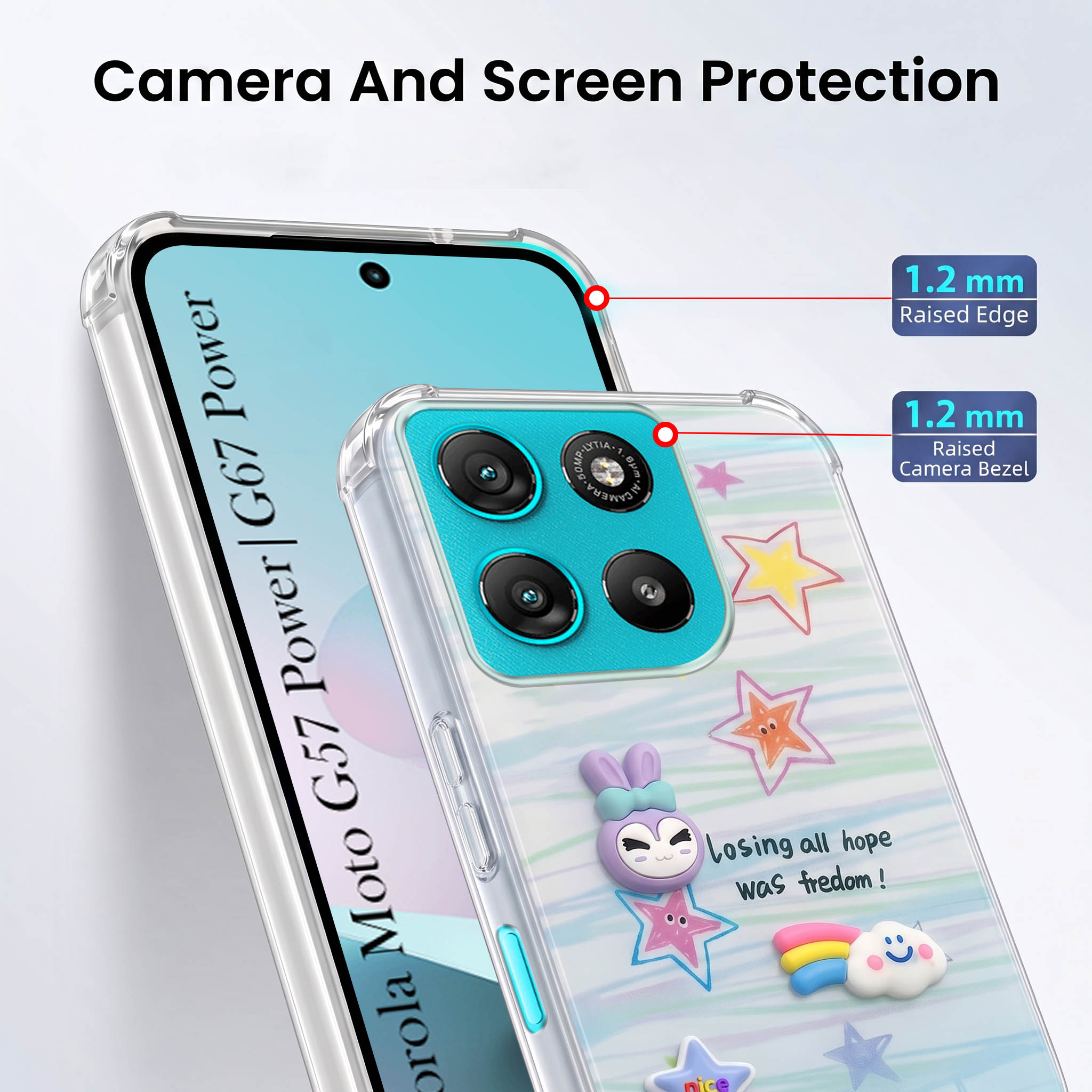 For Motorola Moto G67 Power | G57 Power Back Cover Case (3D Cute Cartoons | Hard Back Side Soft | Matte Premium Finish | HD Printing)