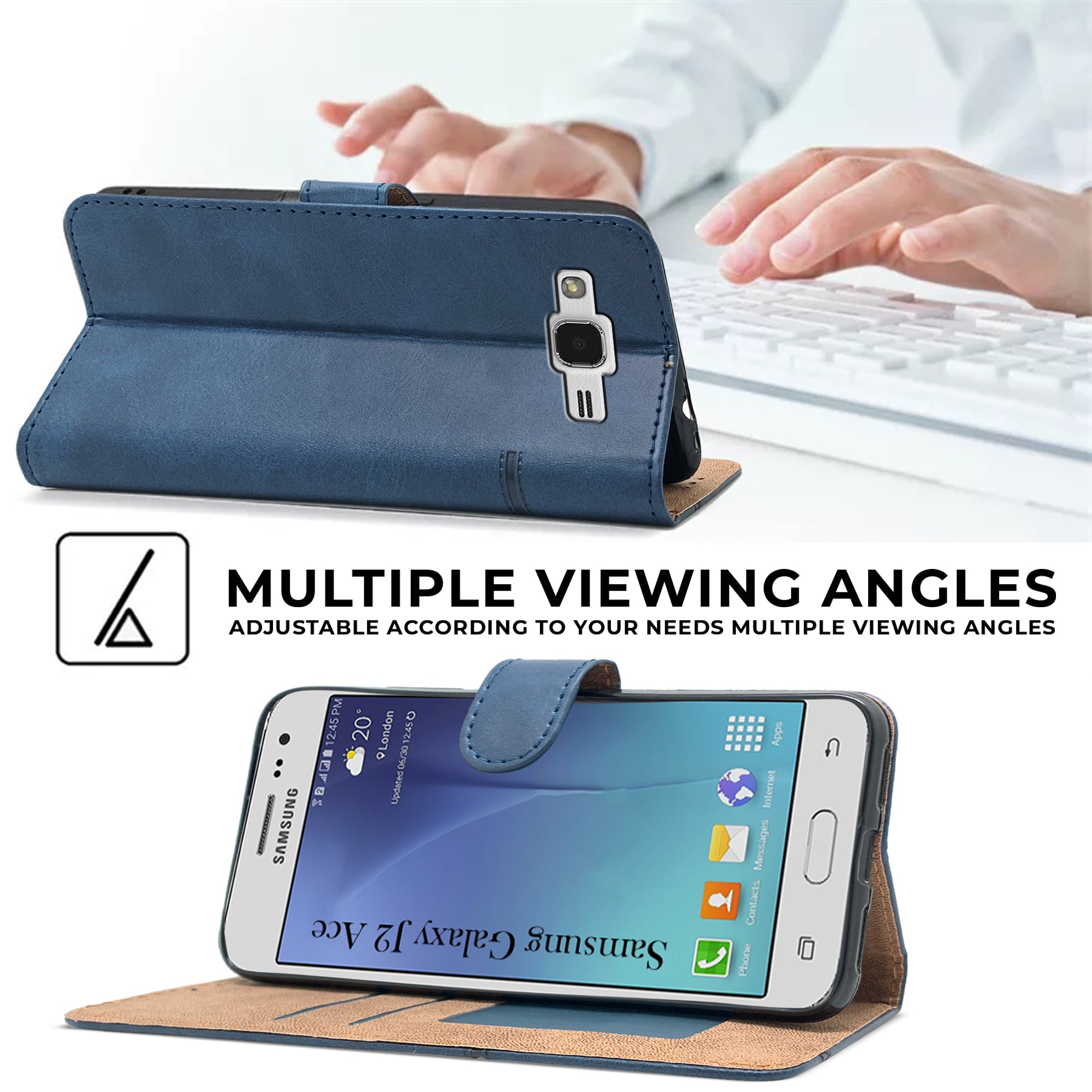 For Samsung Galaxy J2 Ace Flip Cover Case ( Stitched Leather with Magnetic Closure)