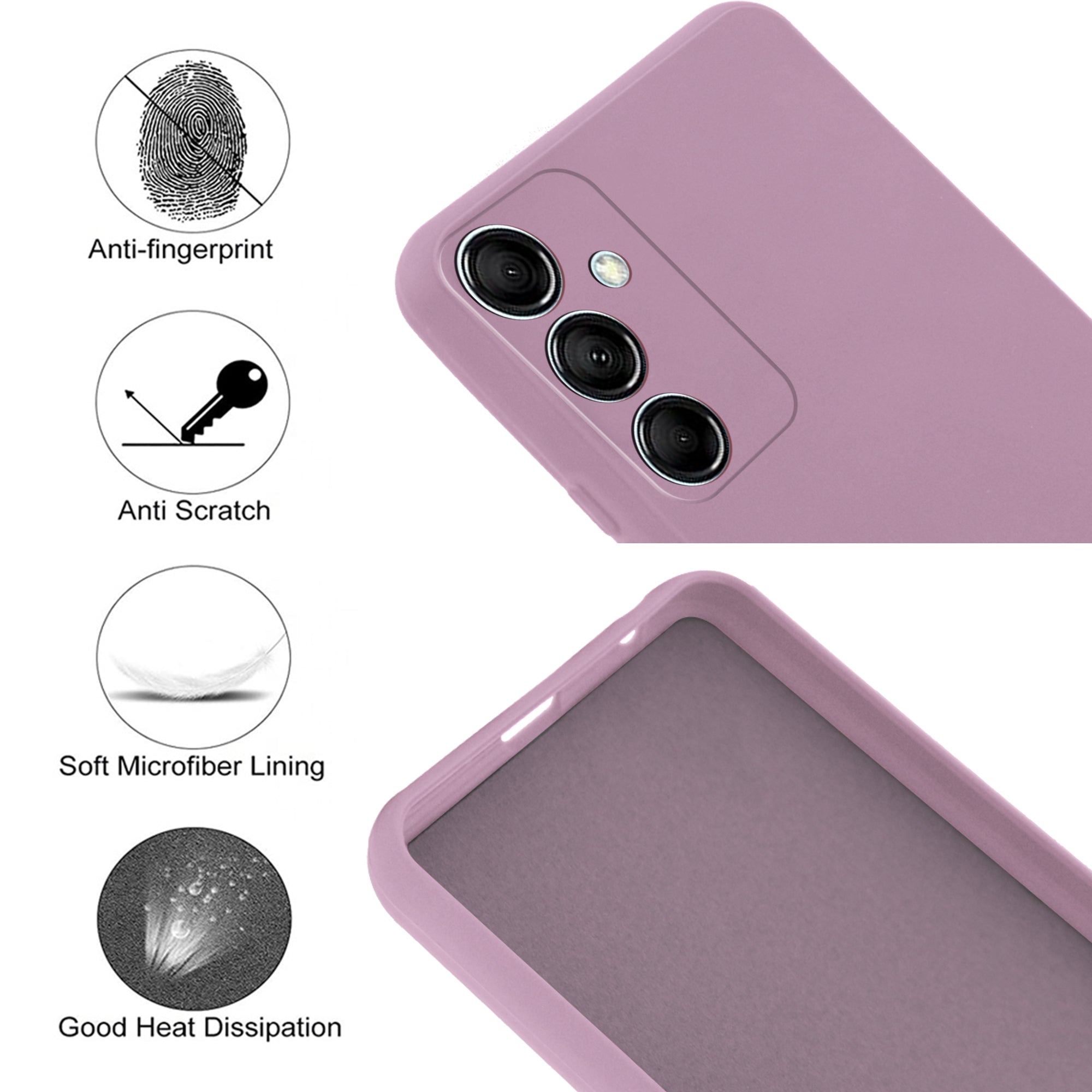 For Samsung Galaxy M14 5G Back Case Cover (Matte Finish Silicone with Inside Fiber Cloth)