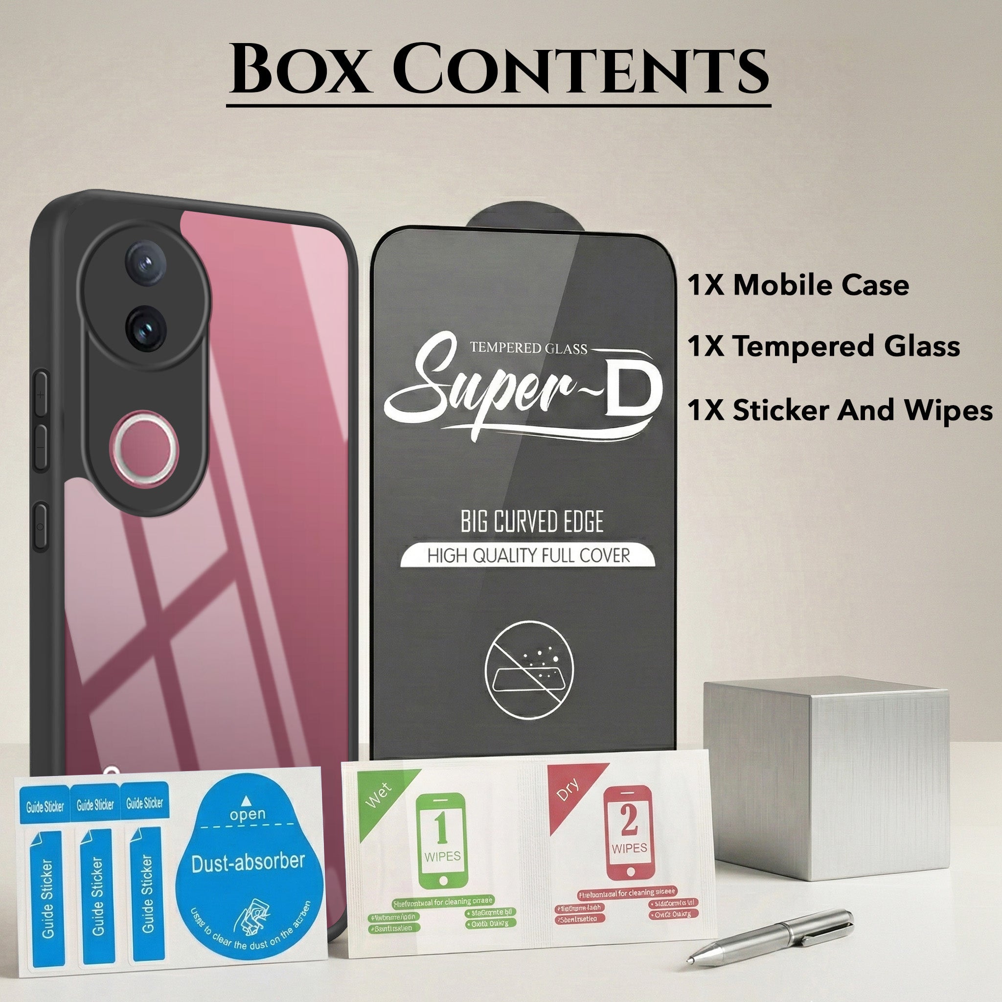 For Vivo V50 | Vivo V50e Combo with Back Cover and 9H Tempered Glass (Lifetime Anti-Yellow | Crystal Clear Shockproof | Oleophobic Coating Screen Glass)