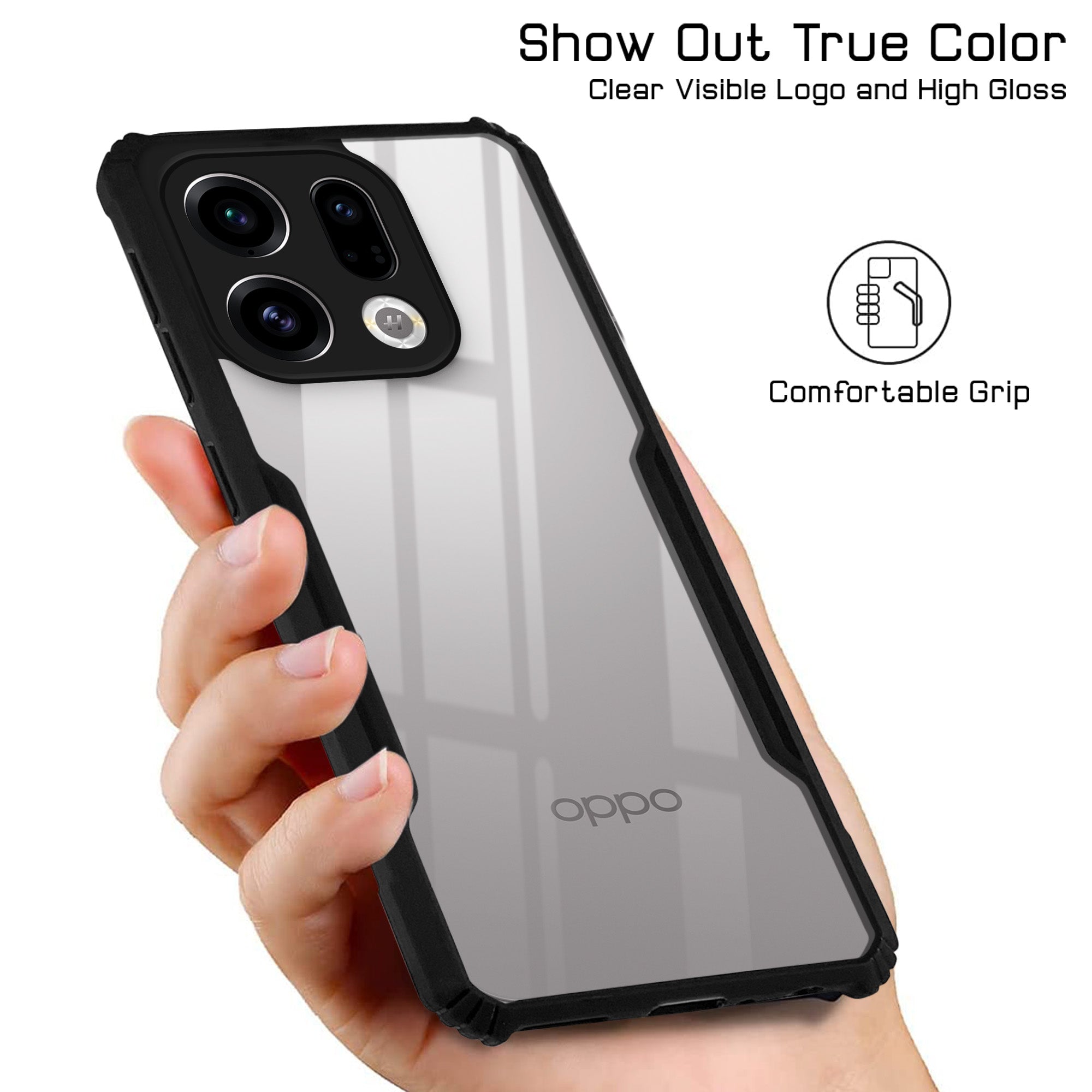 For Oppo Find X9 | Oppo Find X9s  Back Cover Case Hybrid (Shockproof with Polycarbonate Clear Panel | Professional Black)