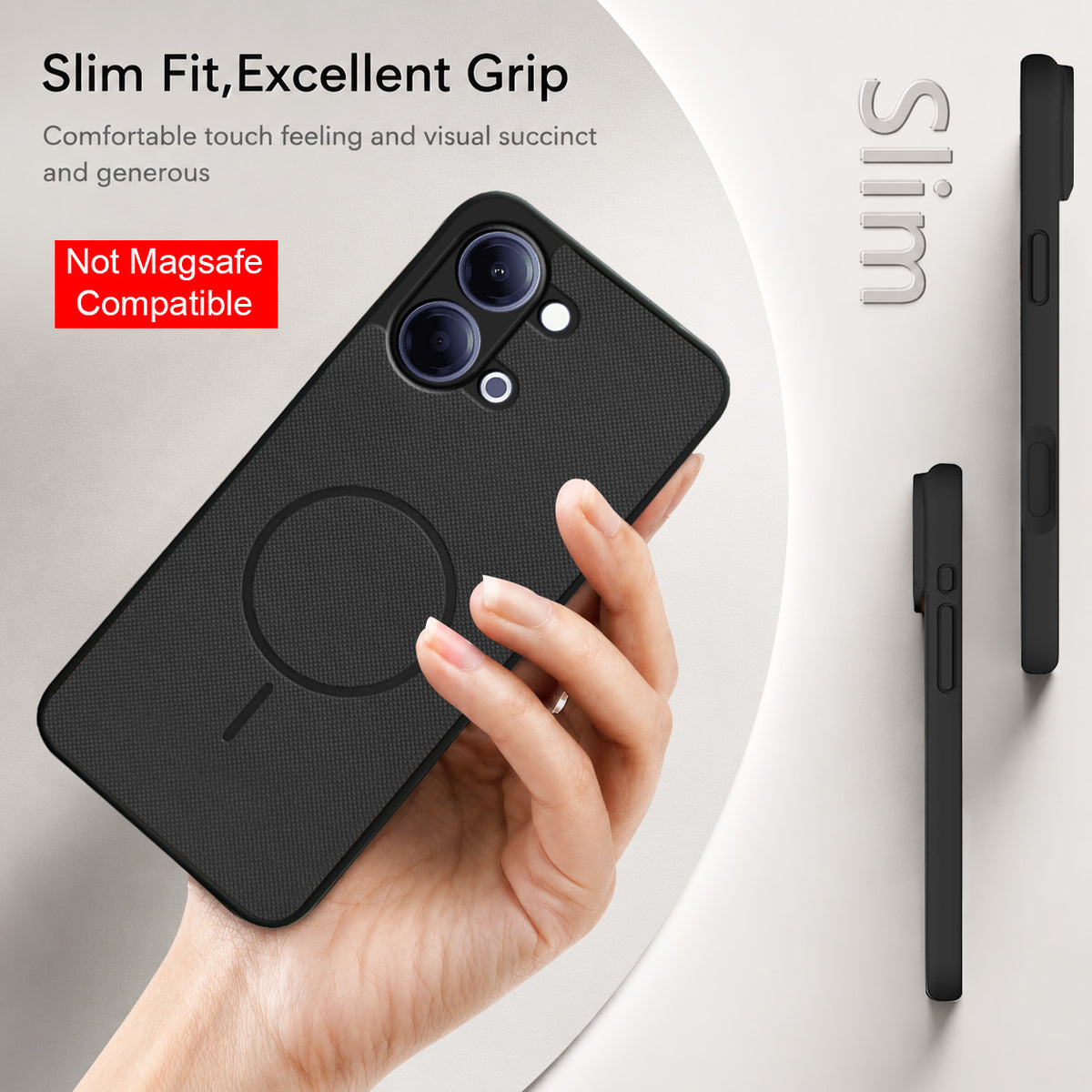 For Vivo Y05 4G Back Cover Case PU Leather (Texture Grip Design | Professional Minimalist | Camera Protection | Soft and Flexible)