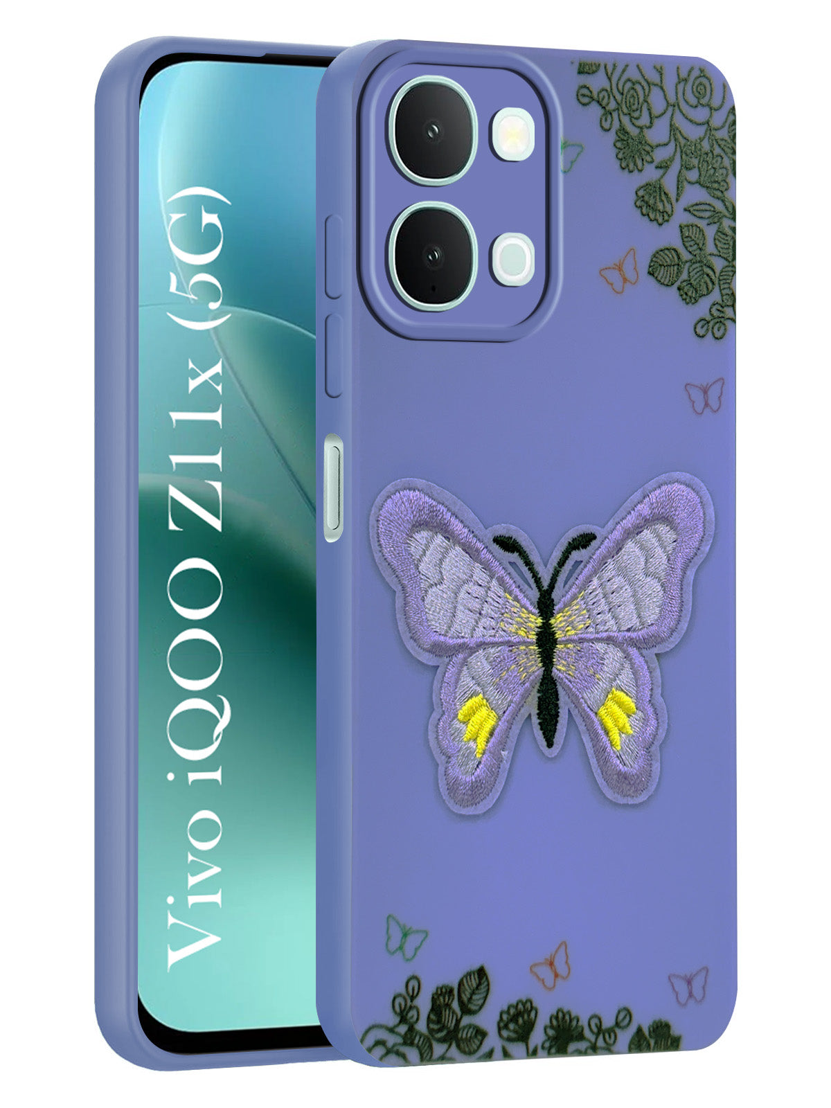 For Vivo iQOO Z11x 5G Back Cover Case (Soft Butterfly Embroidery | Women Teen Girls | Camera Protection| Matte Silicone)