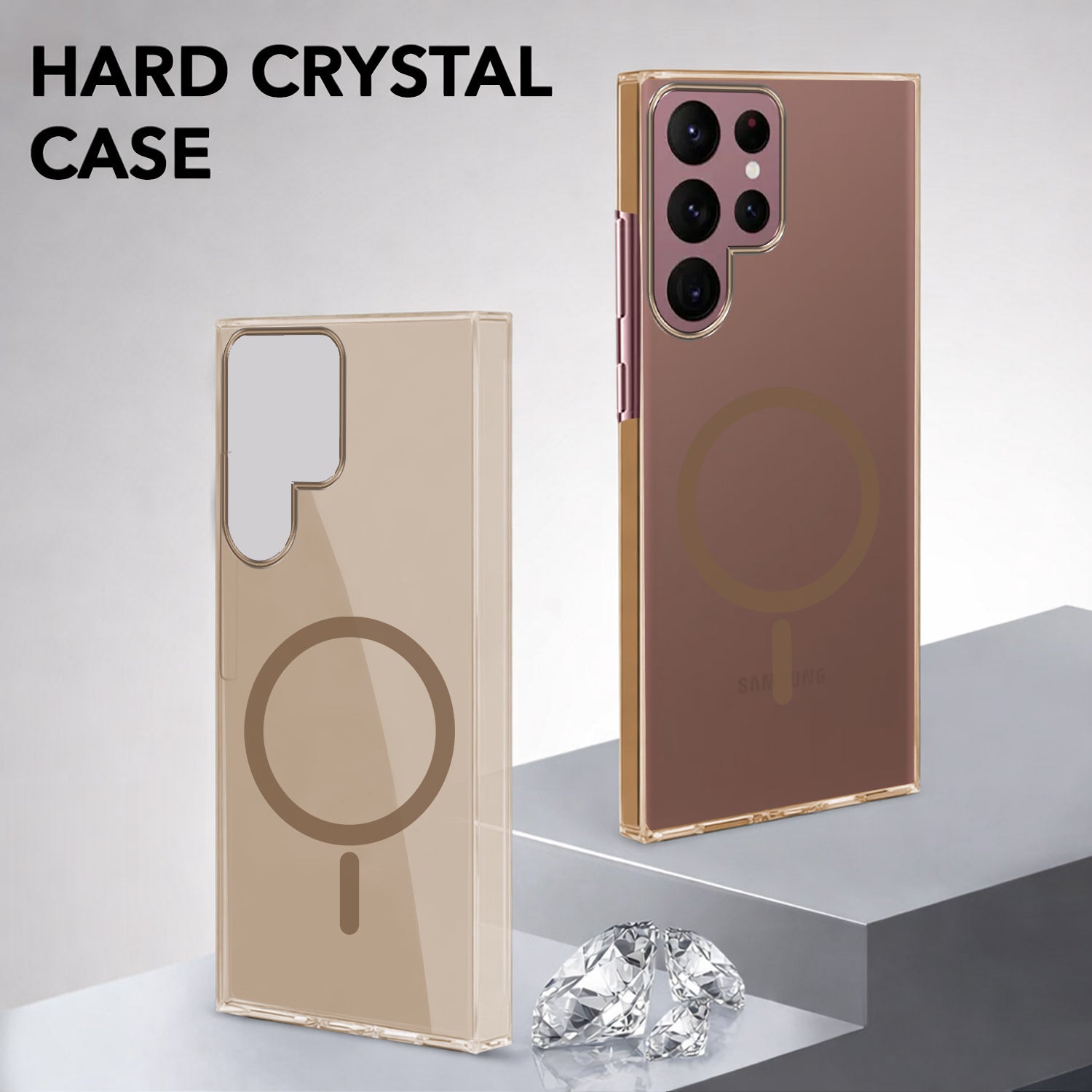 For Samsung Galaxy S22 Ultra 5G Back Cover Case Lifetime Anti-Yellow MagSafe Compatible Clear (Sleek Hard Crystal | Shockproof and Camera Protection)