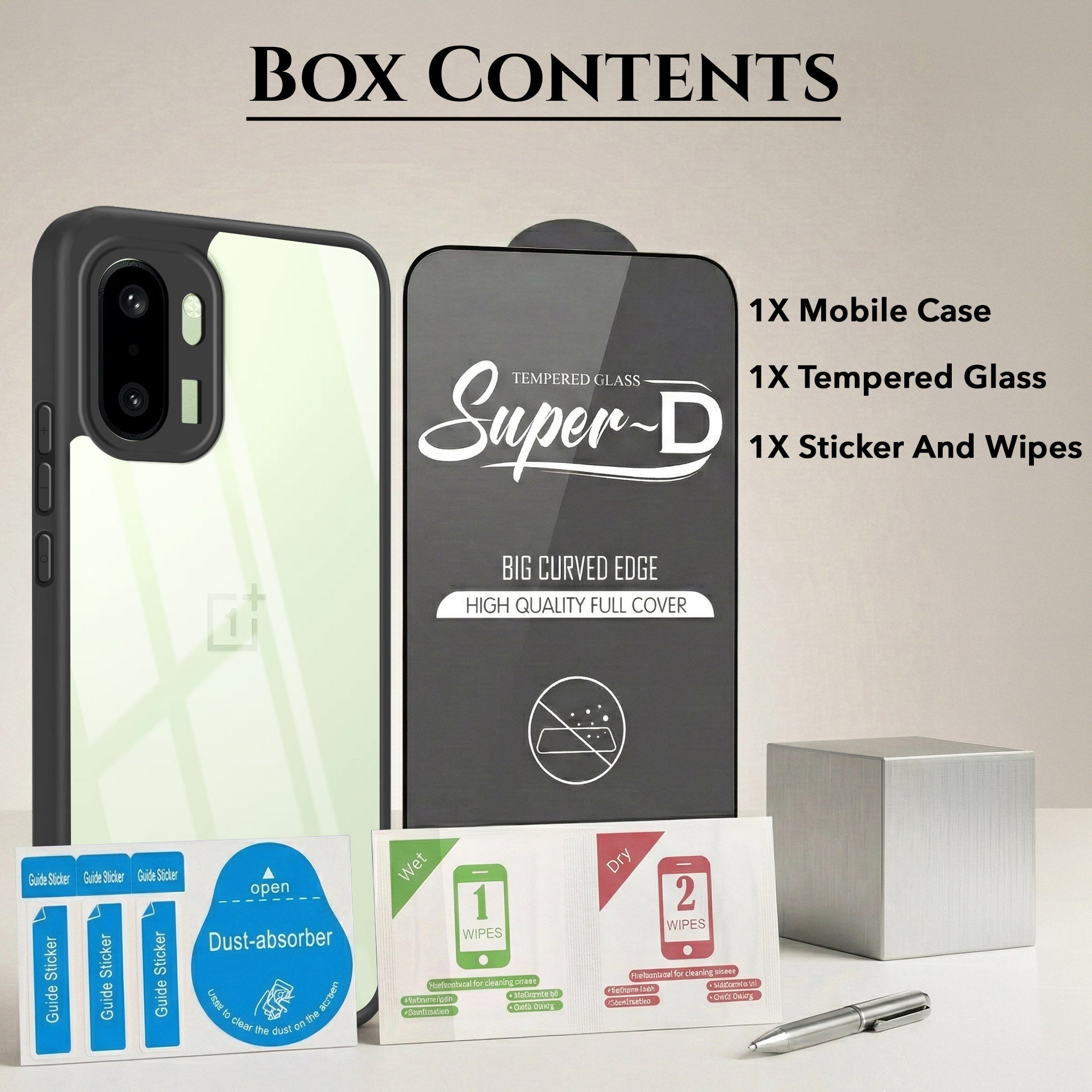 For OnePlus 15R Combo with Back Cover and 9H Tempered Glass (Lifetime Anti-Yellow | Crystal Clear Shockproof | Oleophobic Coating Screen Glass)