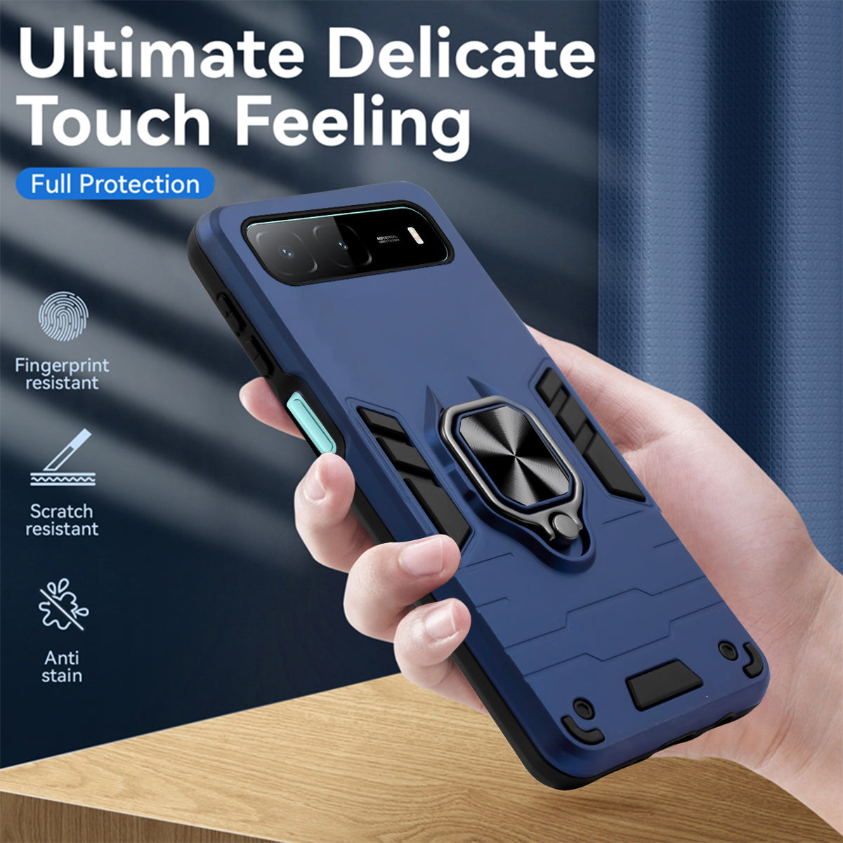 For Infinix Hot 60i 5G Back Cover Case Hybrid Armor (Shockproof Dual Layer Polycarbonate |Ring Holder Kickstand)