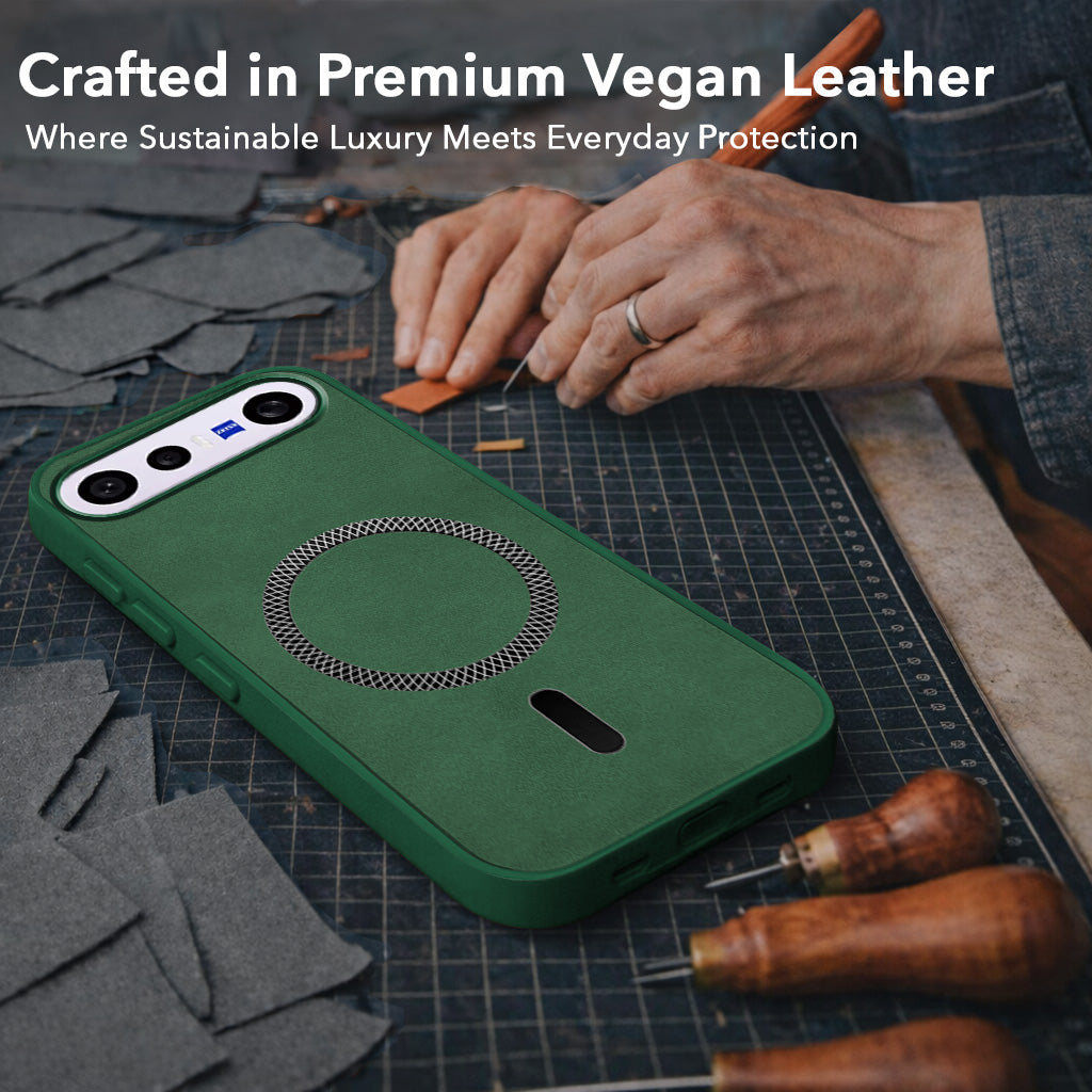 For Vivo X300 FE Back Cover Case Leather Finish (MagSafe Compatible Wireless Charging | Soft Touch | Camera Bump Protection)
