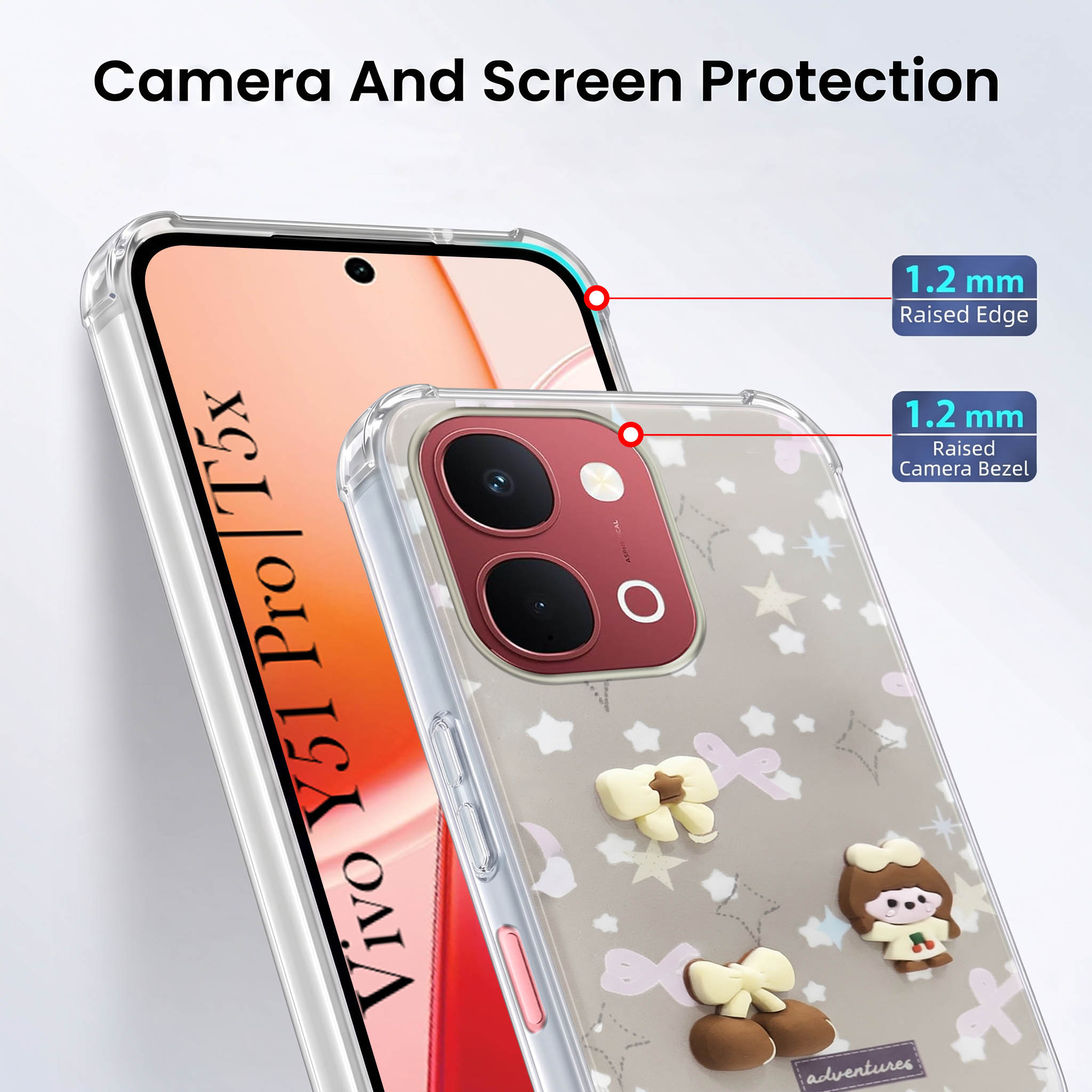For Vivo Y51 Pro 5G | Vivo T5x Back Cover Case (3D Cute Cartoons | Hard Back Side Soft | Matte Premium Finish | HD Printing)