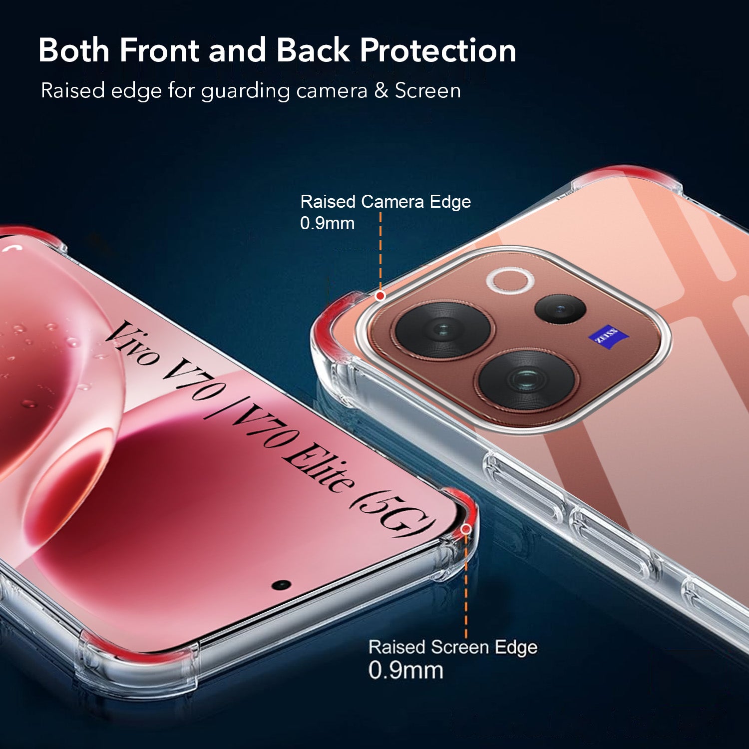 For Vivo V70 | Vivo V70 Elite (5G) Back Cover Shockproof Crystal-Clear (Drop & Camera Protection | Hard Polycarbonate)
