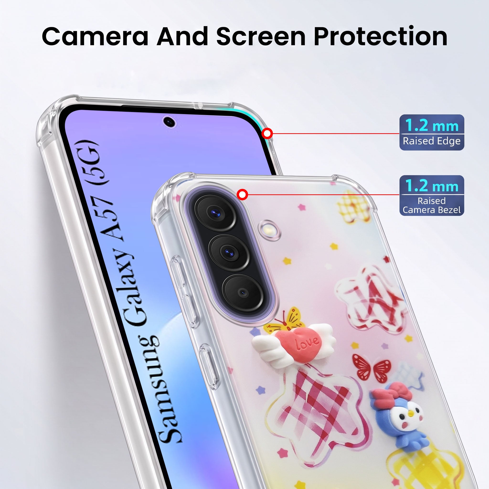 For Samsung Galaxy A57 5G Back Cover Case (3D Cute Cartoons | Hard Back Side Soft | Matte Premium Finish | HD Printing)