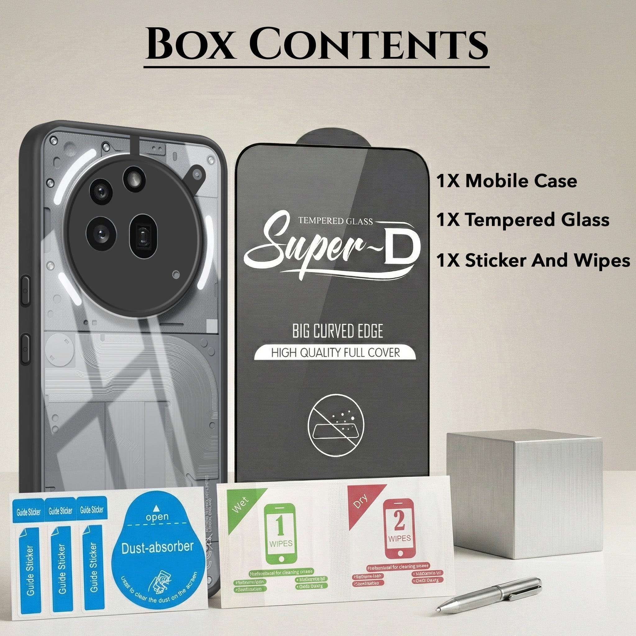 For Nothing Phone 3A Pro 5G Combo with Back Cover and 9H Tempered Glass (Lifetime Anti-Yellow | Crystal Clear Shockproof | Oleophobic Coating Screen Glass)