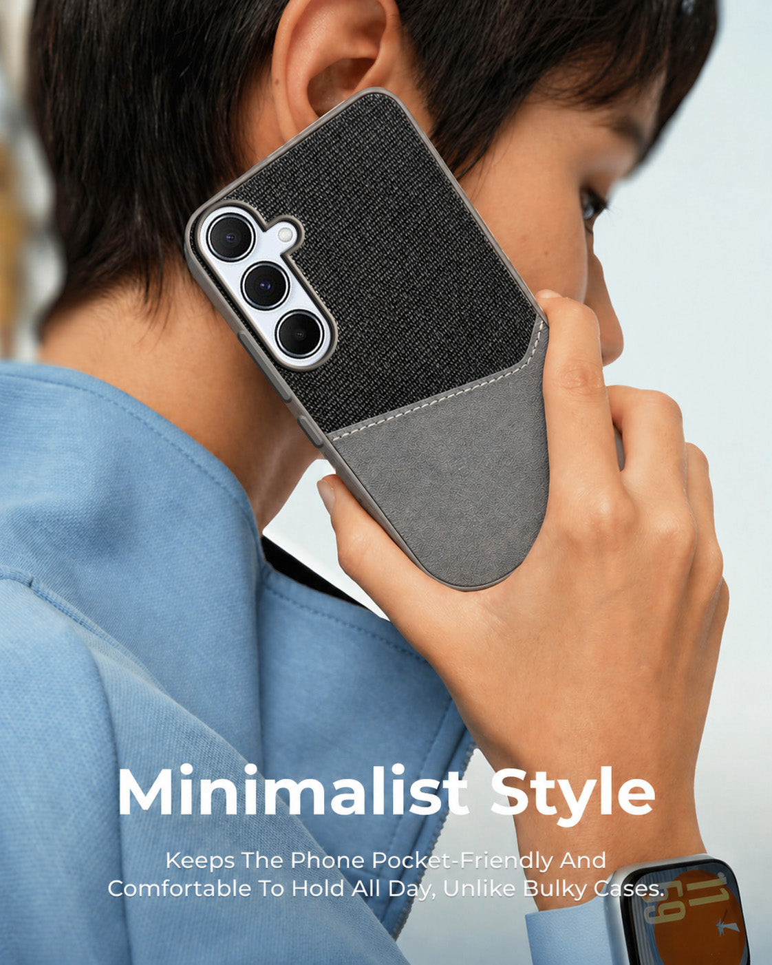 For Samsung Galaxy A55 5G Back Cover Case (Dual PU Leather Stitch | Professional Minimalist | Soft and Flexible)
