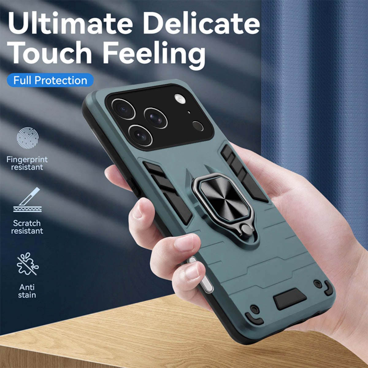 For iPhone 17 Pro | iPhone 18 Pro Back Cover Case (Shockproof Dual Layer Polycarbonate |Ring Holder Kickstand)