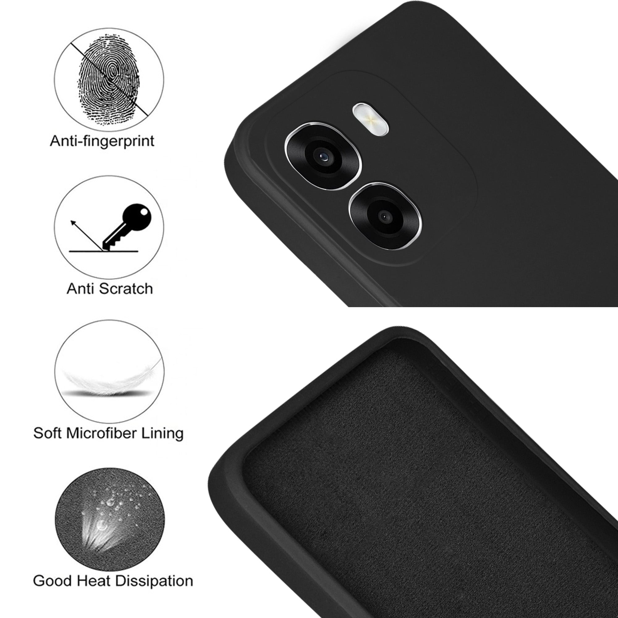 For Oppo A6 5G | Oppo K14 5G Back Cover Case (Matte Finish Silicone with Inside Fiber cloth)