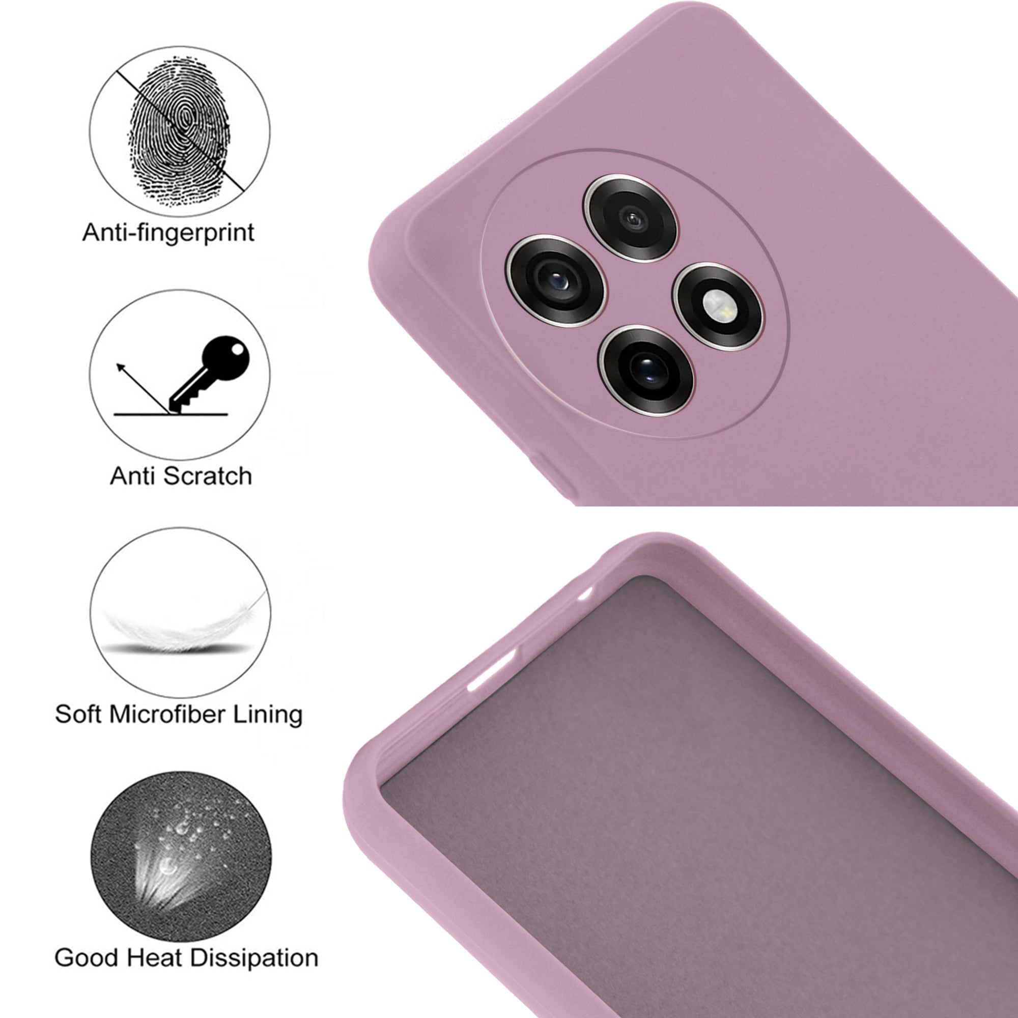 For OnePlus 13R Back Cover Case (Matte Finish Silicone with Inside Fiber cloth)