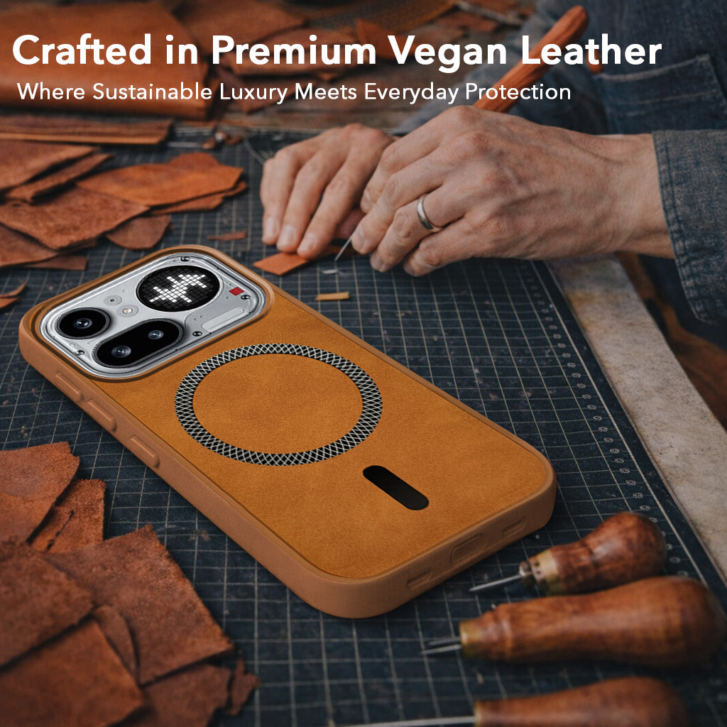 For Nothing Phone 4A Pro 5G Back Cover Case Leather Finish (MagSafe Compatible Wireless Charging | Soft Touch | Camera Bump Protection)