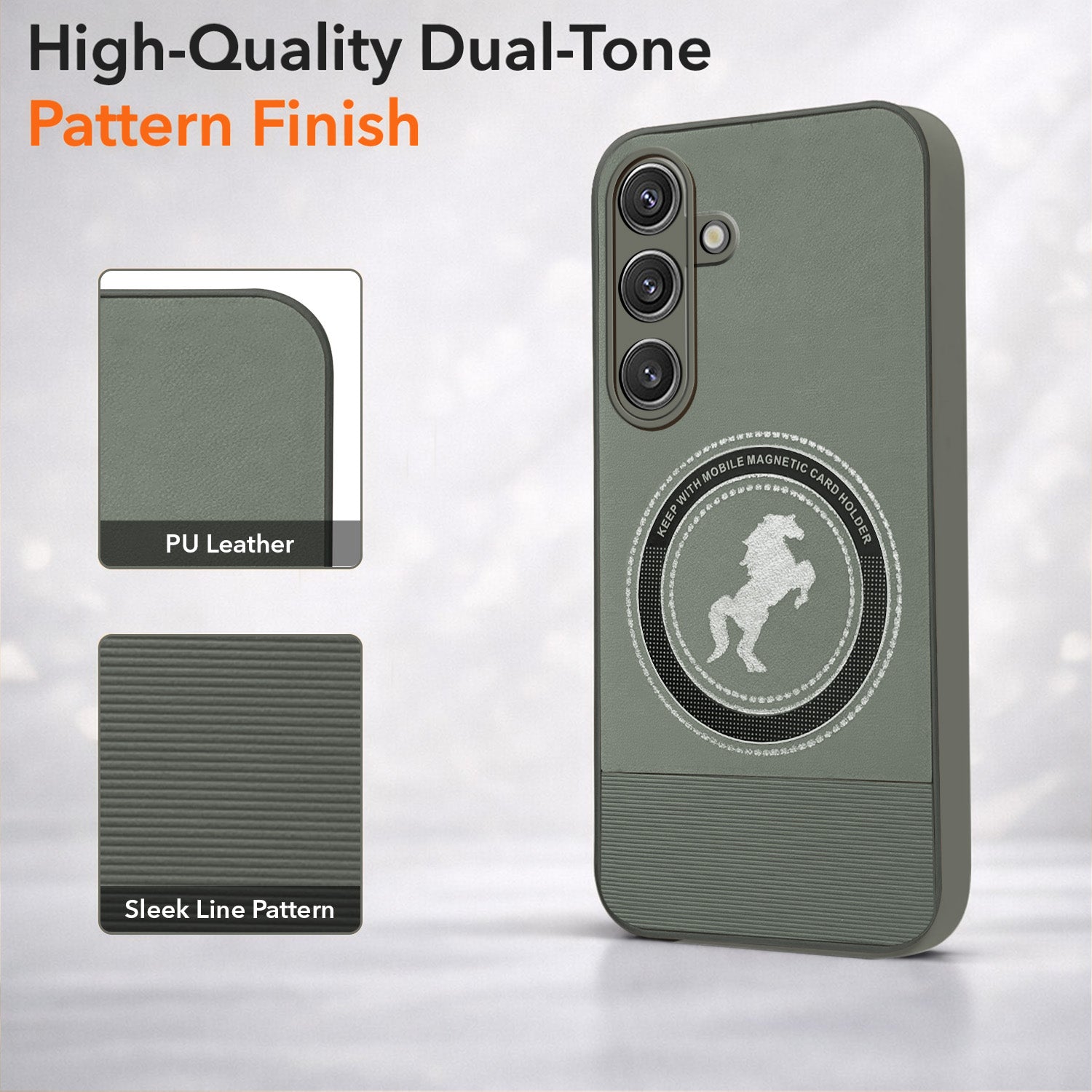 For Samsung Galaxy S24 Back Cover Case PU Leather Finish (Professional Minimalist Texture | MagSafe Compatile | Camera Protection | Sleek Sober Formal)