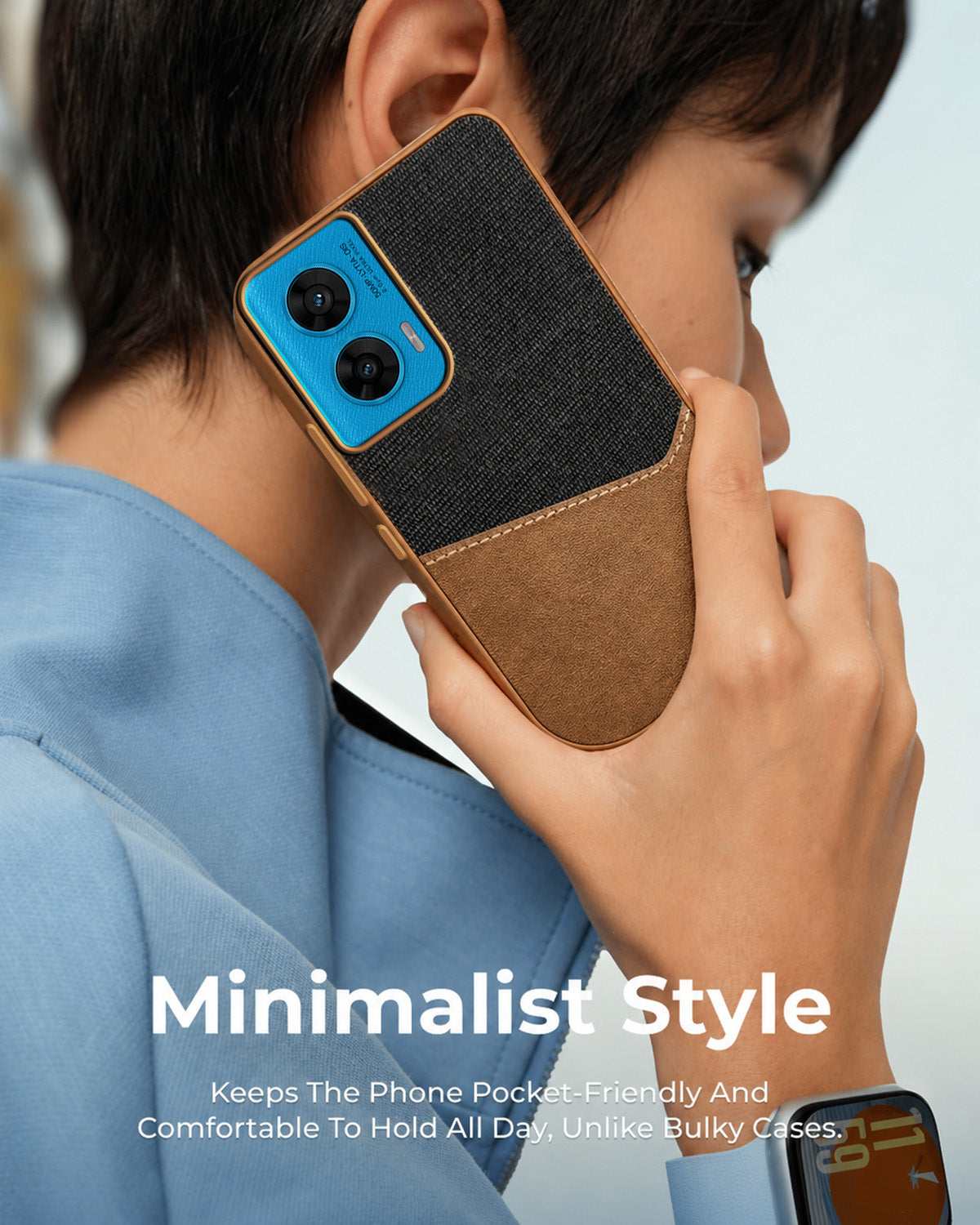 For Motorola Moto G96 Back Cover Case (Dual PU Leather Stitch | Professional Minimalist | Soft and Flexible)