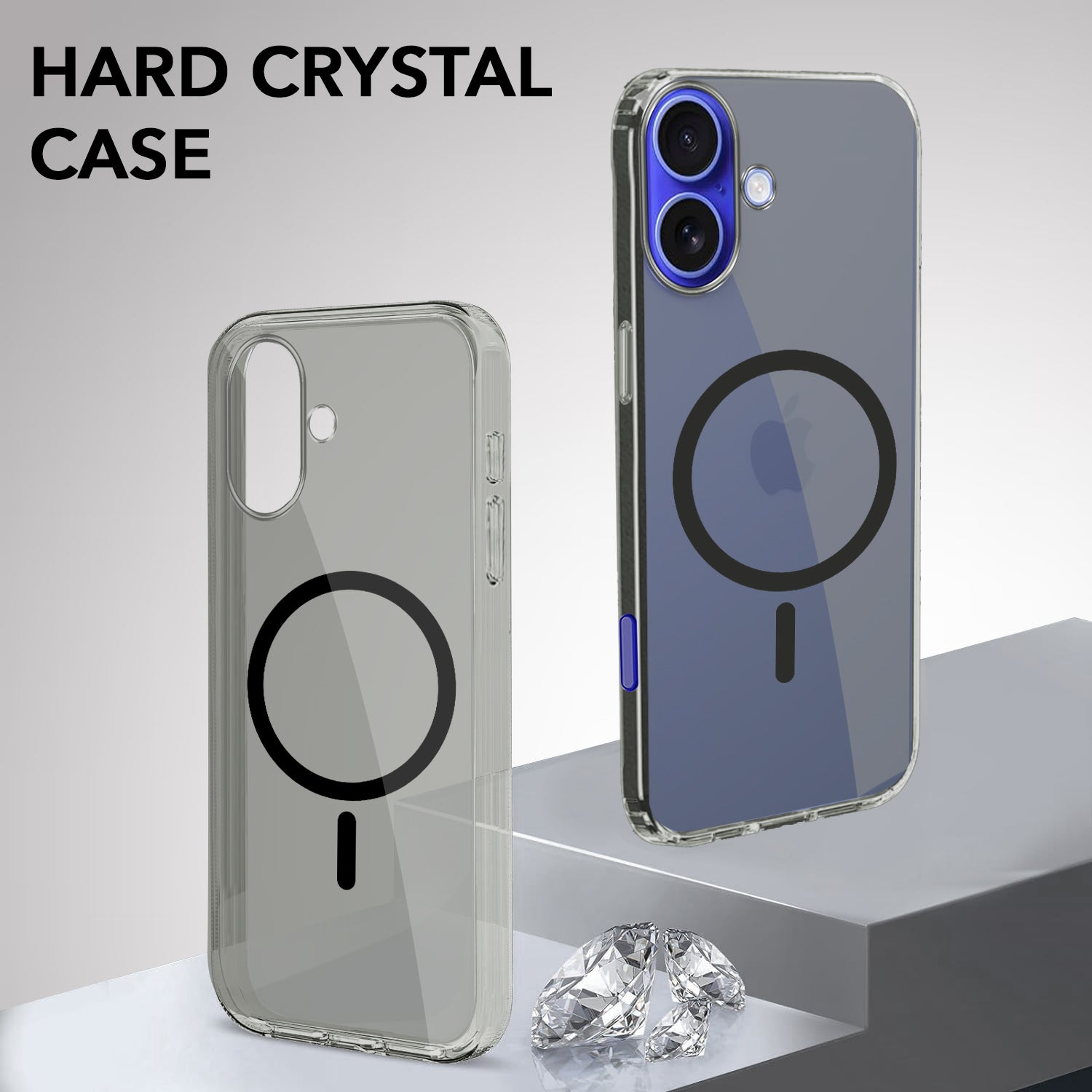 For Apple iPhone 16 Plus Back Case Cover Lifetime Anti-Yellow MagSafe Compatible Clear (Sleek Hard Crystal | Camera Protection and Shockproof)