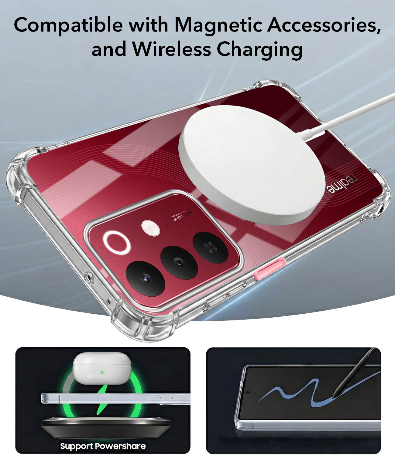 For Realme 15X Back Cover Shockproof Crystal-Clear (Magsafe Wireless Support | Drop & Camera Protection | Hard Polycarbonate)