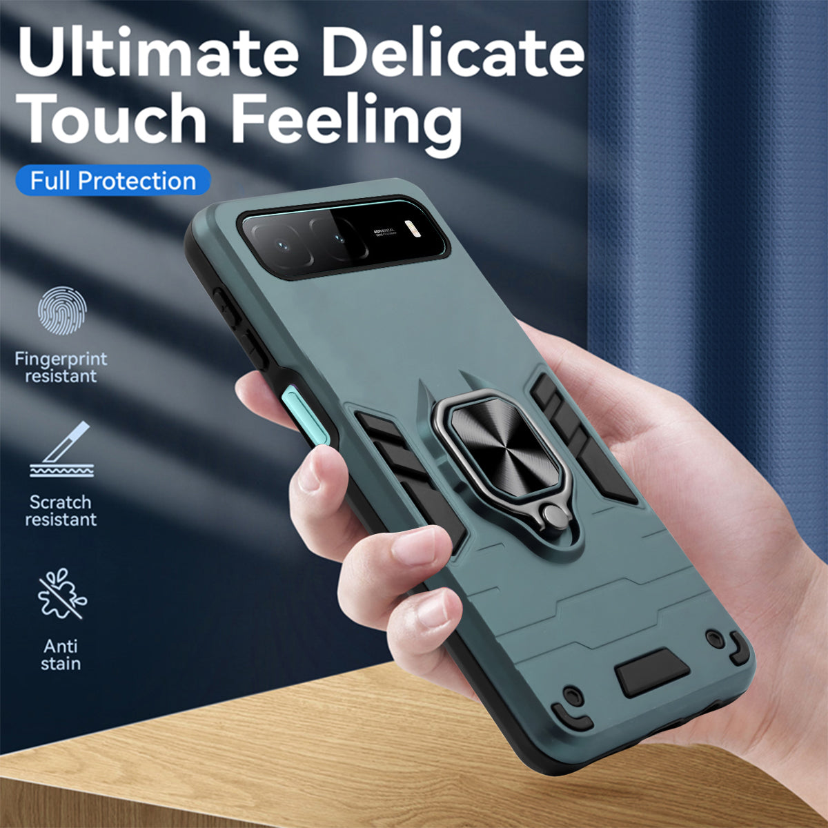 For Infinix Hot 60i 5G Back Cover Case Hybrid Armor (Shockproof Dual Layer Polycarbonate |Ring Holder Kickstand)