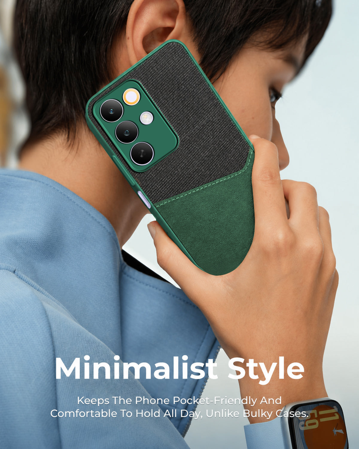 For Realme C85 5G | Realme Narzo 90x Back Cover Case (Dual PU Leather Stitch | Professional Minimalist | Soft and Flexible)