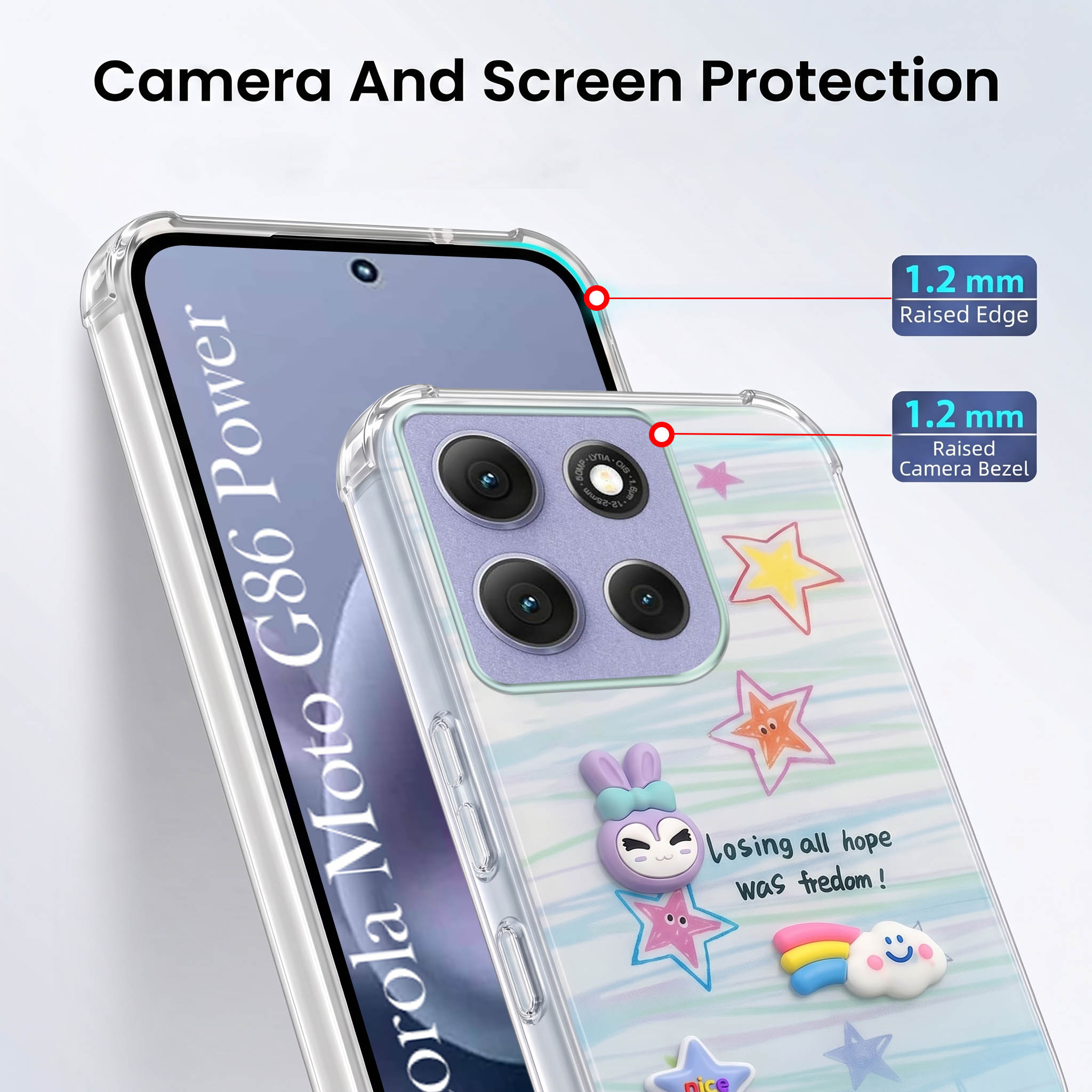 For Motorola Moto G86 Power Back Cover Case (3D Cute Cartoons | Hard Back Side Soft | Matte Premium Finish | HD Printing)