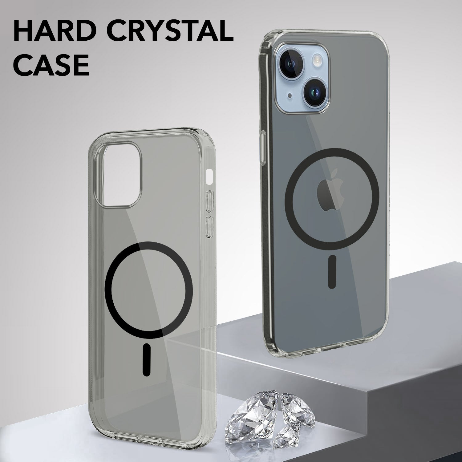 For Apple iPhone 14 Plus Back Cover Case Lifetime Anti-Yellow MagSafe Compatible Clear (Sleek Hard Crystal | Shockproof and Camera Protection)