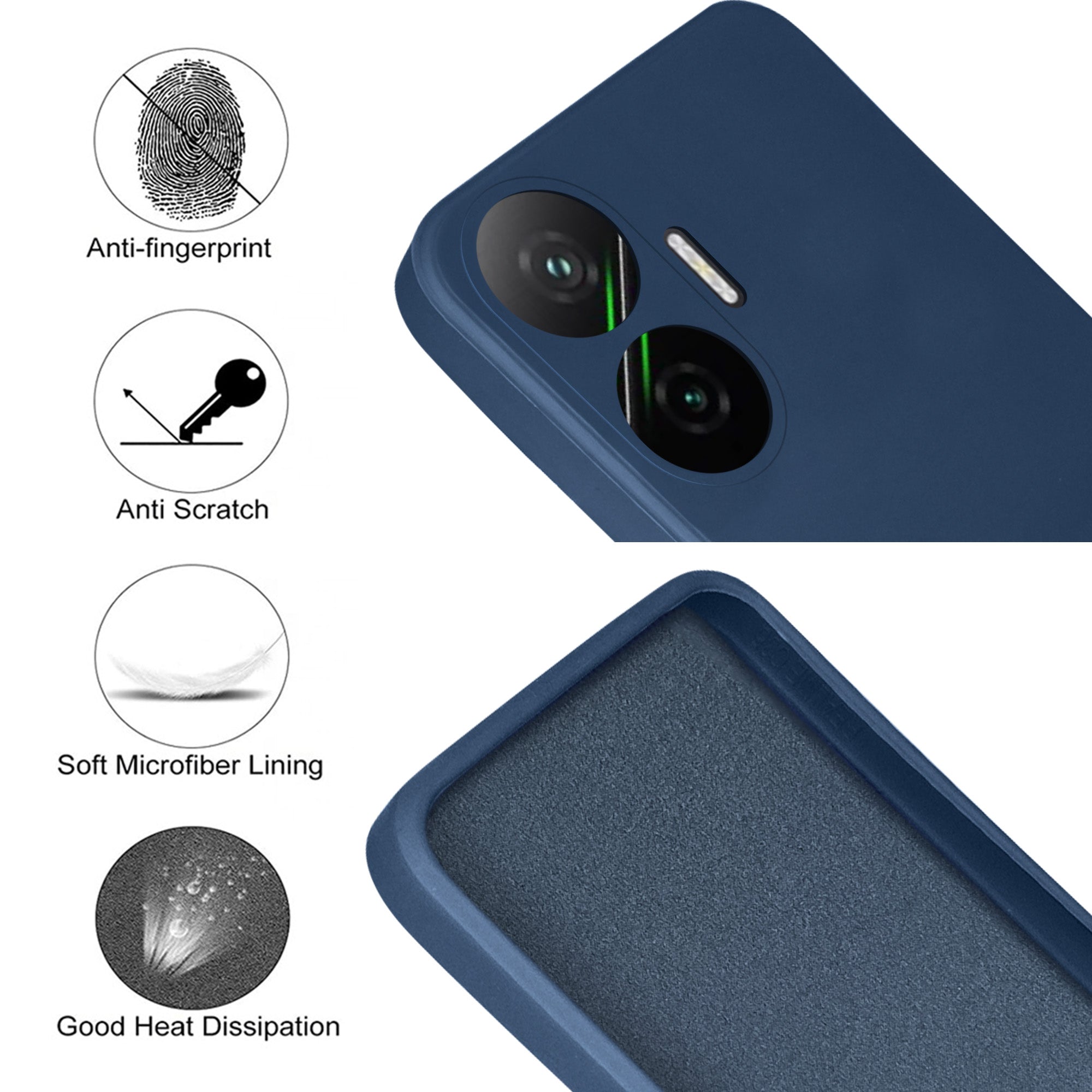 For Xiaomi Poco F7 5G Back Cover Case (Matte Finish Silicone with Inside Fiber cloth)