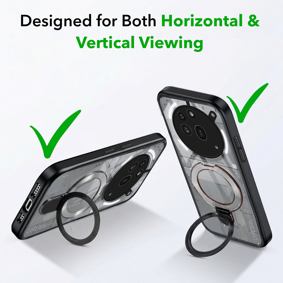 For Nothing Phone 3A Pro 5G Back Cover Case (Kick Stand Ring Holder | Life time Anti Yellow | Camera Protection)