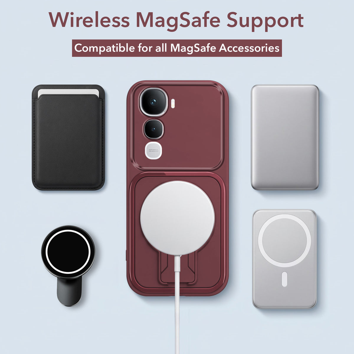 For Vivo Y400 Back Case Cover Metallic (Hybrid Armor Kickstand | MagSafe Compatible | Camera Protection Shockproof)