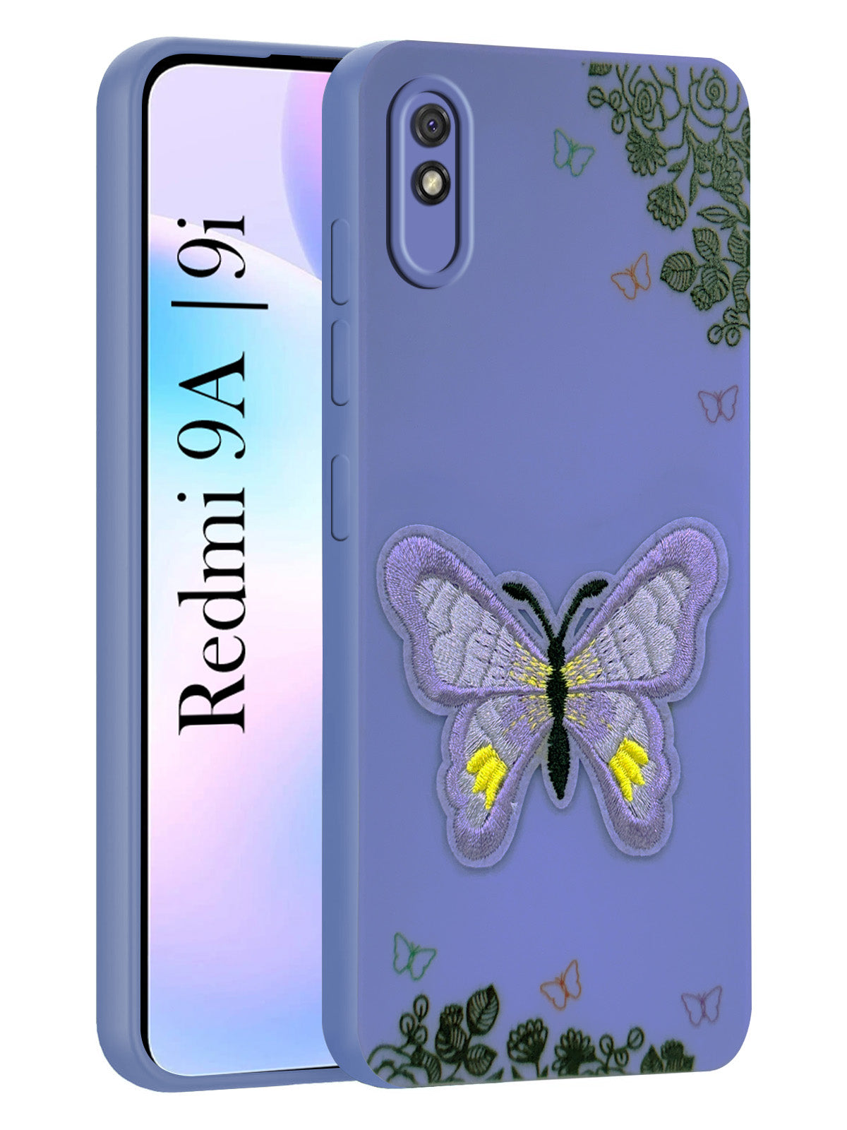 For Xiaomi Mi Redmi 9A | Redmi 9i Back Cover Case (Soft Butterfly Embroidery | Women Teen Girls | Camera Protection| Matte Silicone)