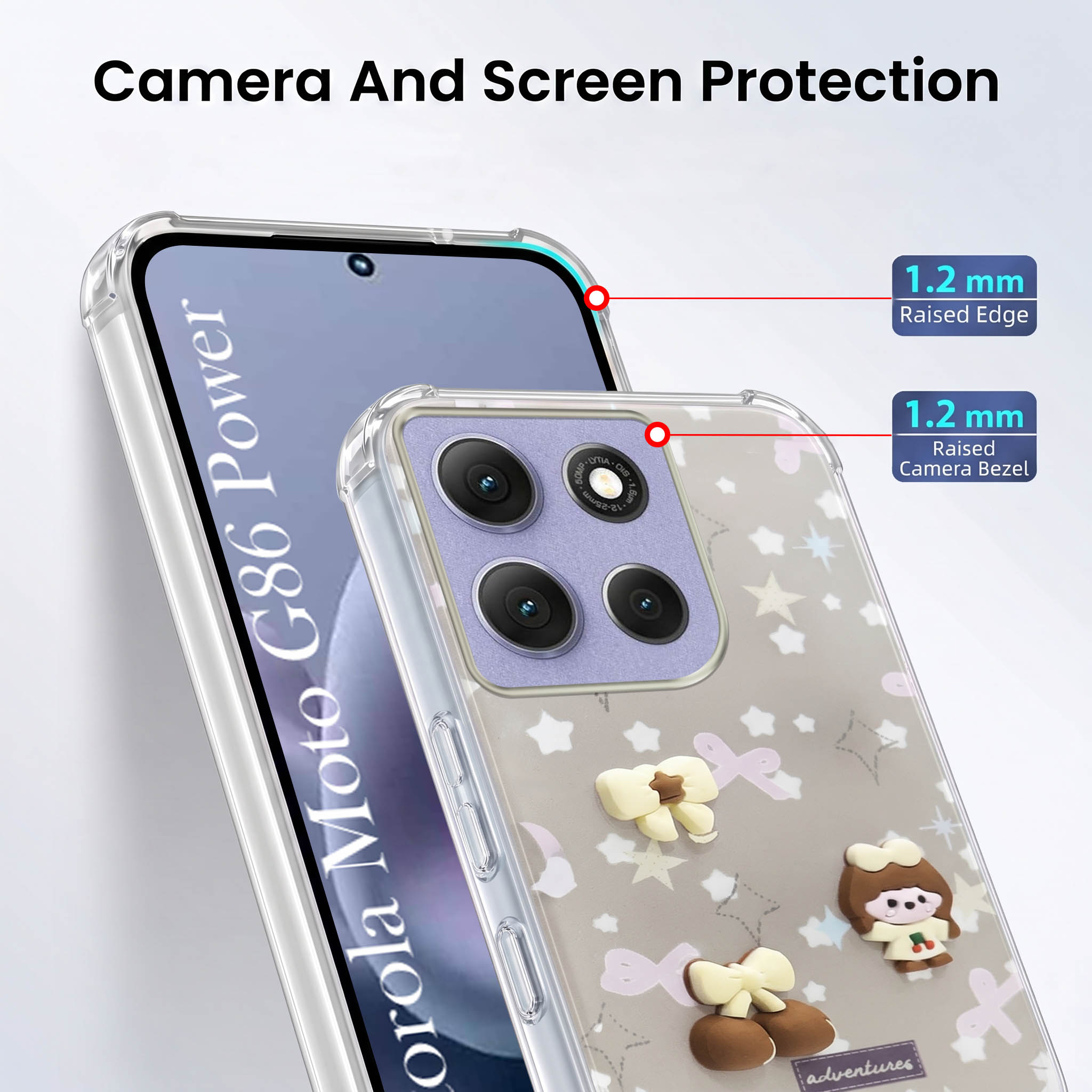 For Motorola Moto G86 Power Back Cover Case (3D Cute Cartoons | Hard Back Side Soft | Matte Premium Finish | HD Printing)