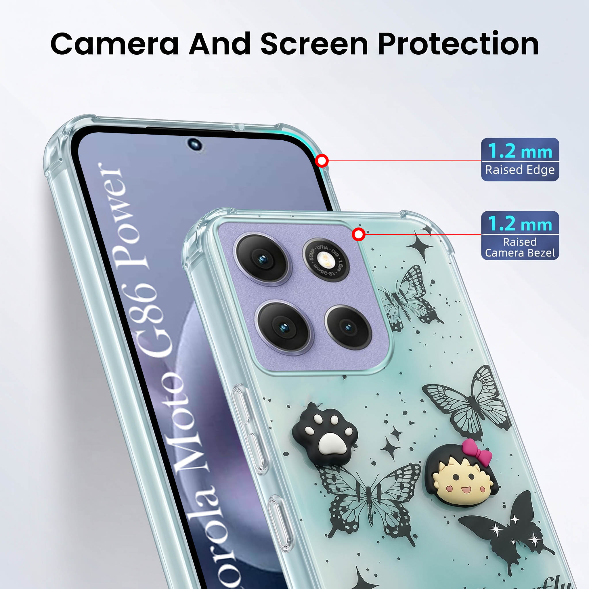 For Motorola Moto G86 Power Back Cover Case (3D Cute Cartoons | Hard Back Side Soft | Matte Premium Finish | HD Printing)