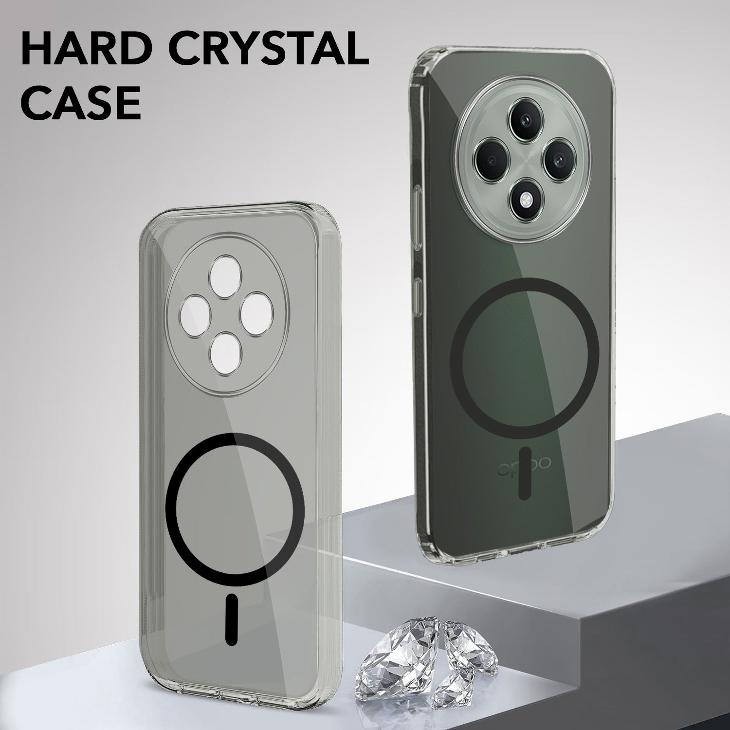 For Oppo F27 5G Back Cover Case Lifetime Anti-Yellow MagSafe Compatible Clear (Sleek Hard Crystal | Shockproof and Camera Protection)