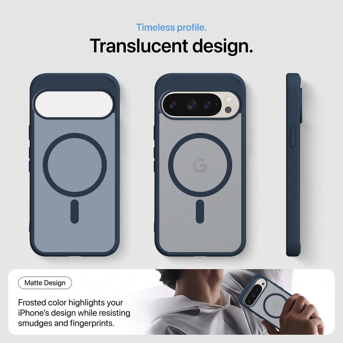 For Google Pixel 9 Pro Matte Finish Back Case Cover (MagSafe Compatible | Translucent Soft Touch | Slim and Unbreakable)