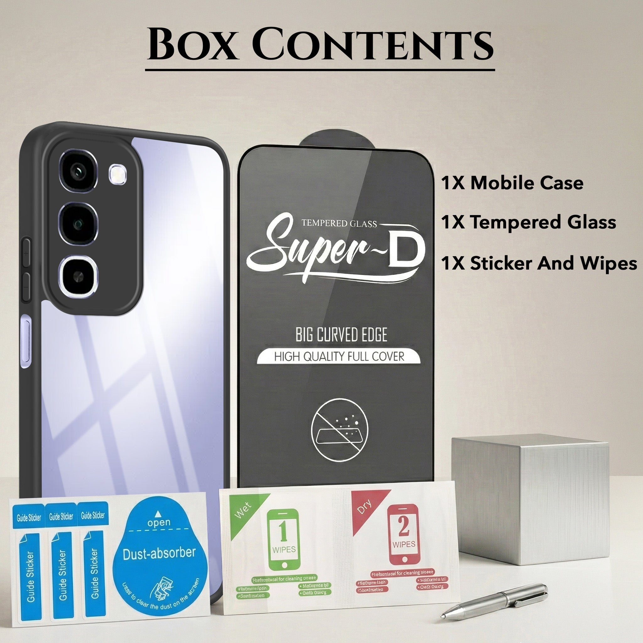 For Realme P4R 5G | Realme Narzo 100X 5G Combo with Back Cover and 9H Tempered Glass (Lifetime Anti-Yellow | Crystal Clear Shockproof | Oleophobic Coating Screen Glass)