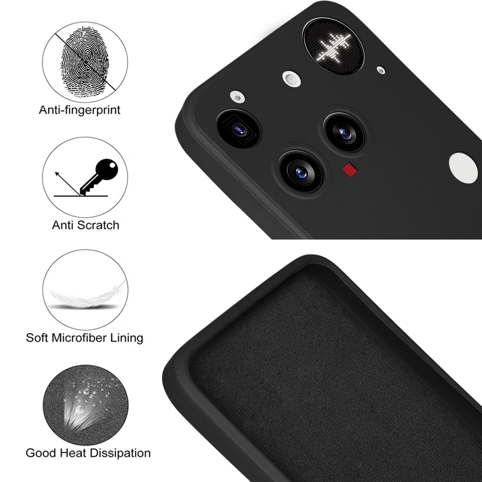 For Nothing Phone 3 Back Cover Case ( Matte Finish Silicone with Inside Fiber cloth)