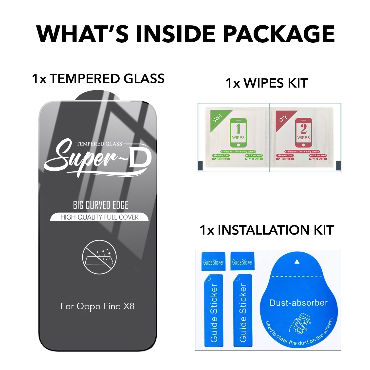 Tempered Glass For Oppo Find X8 Military-Grade Gorilla Tempered Glass Screen Protector With Installation Kit | Shatterproof, Full Coverage, HD Clear, Scratch Resistant (Pack of 1) (Copy)