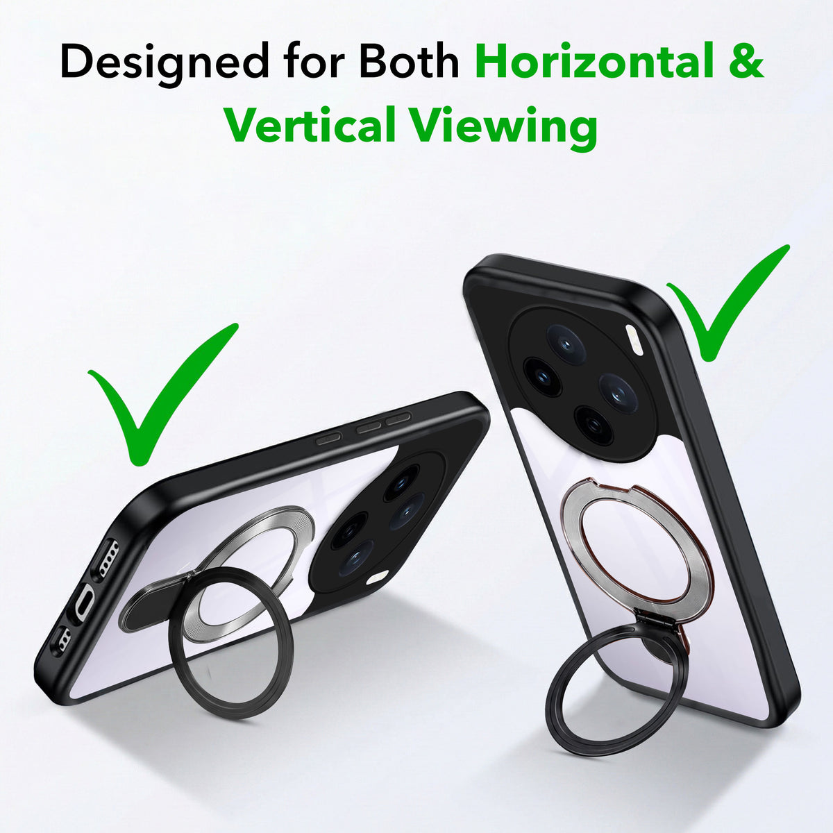 For Vivo X200T Back Cover Case (Kick Stand Ring Holder | Life time Anti Yellow | Camera Protection)
