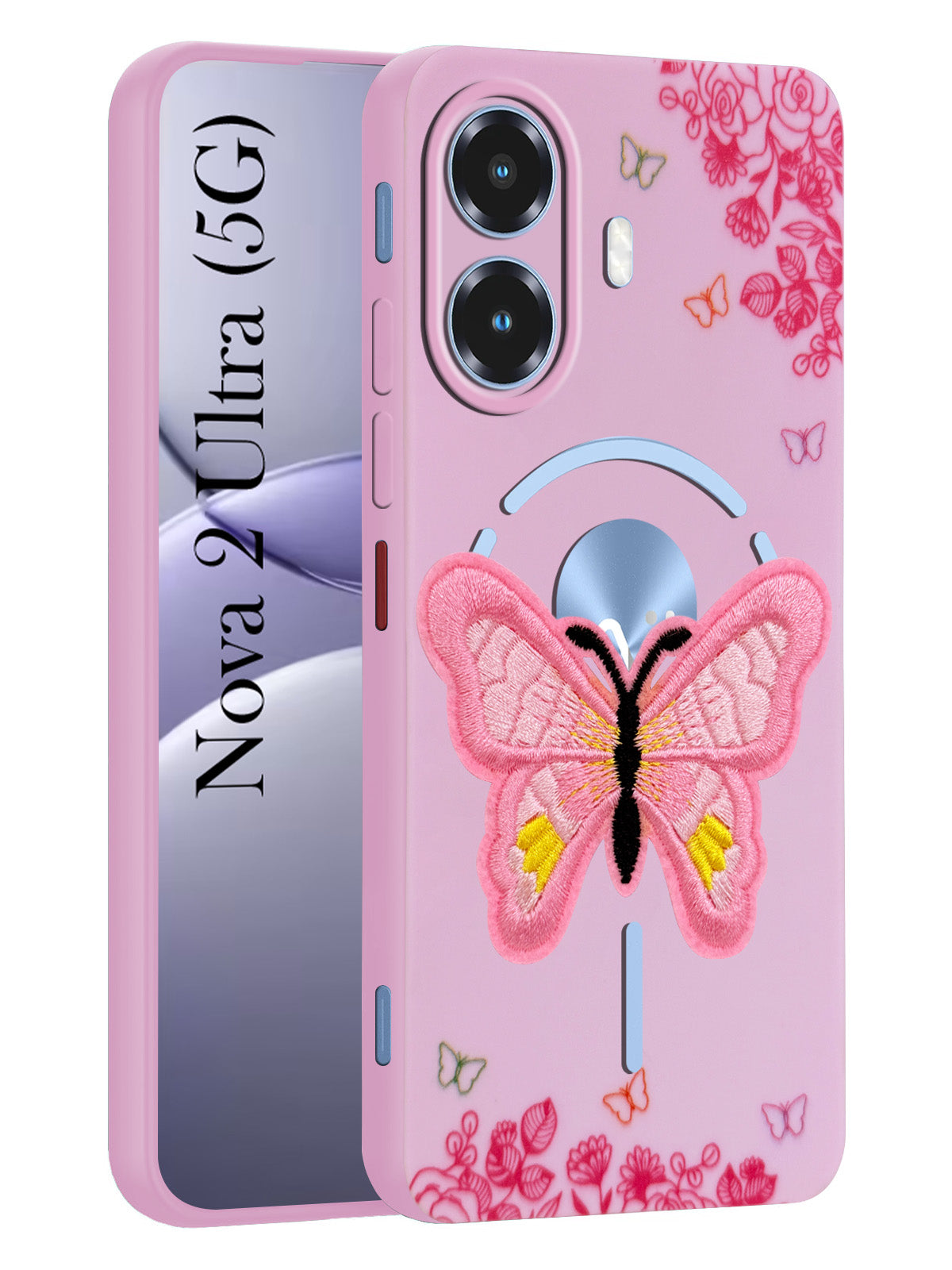 For Ai+ Nova 2 Ultra 5G Back Cover Case (Soft Butterfly Embroidery | Women Teen Girls | Camera Protection| Matte Silicone)