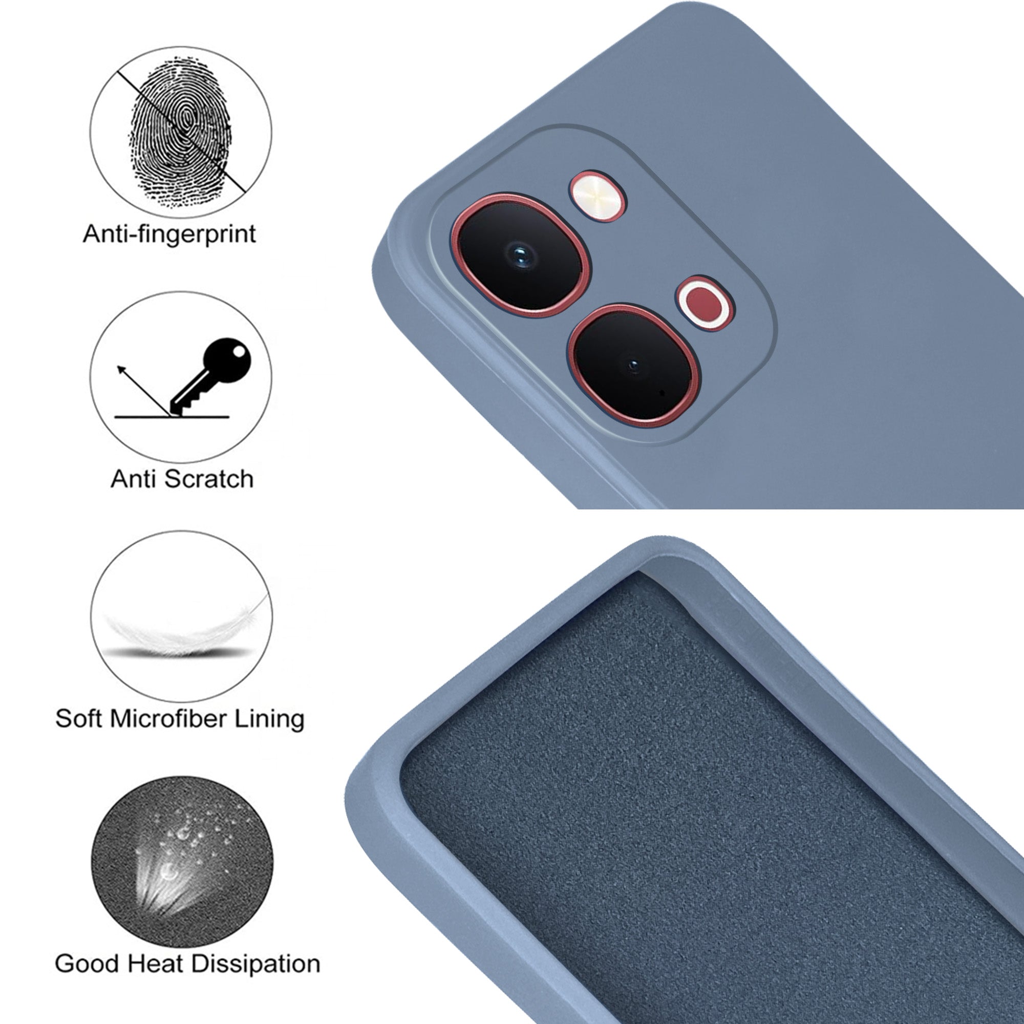 For Vivo Y51 Pro 5G | Vivo T5x Back Cover Case (Matte Finish Silicone with Inside Fiber cloth)