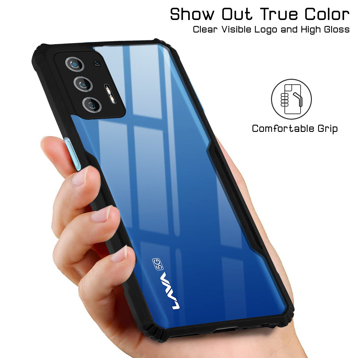 For Lava Agni 5G Back Cover Case Hybrid (Shockproof with Polycarbonate Clear Panel | Professional Black)