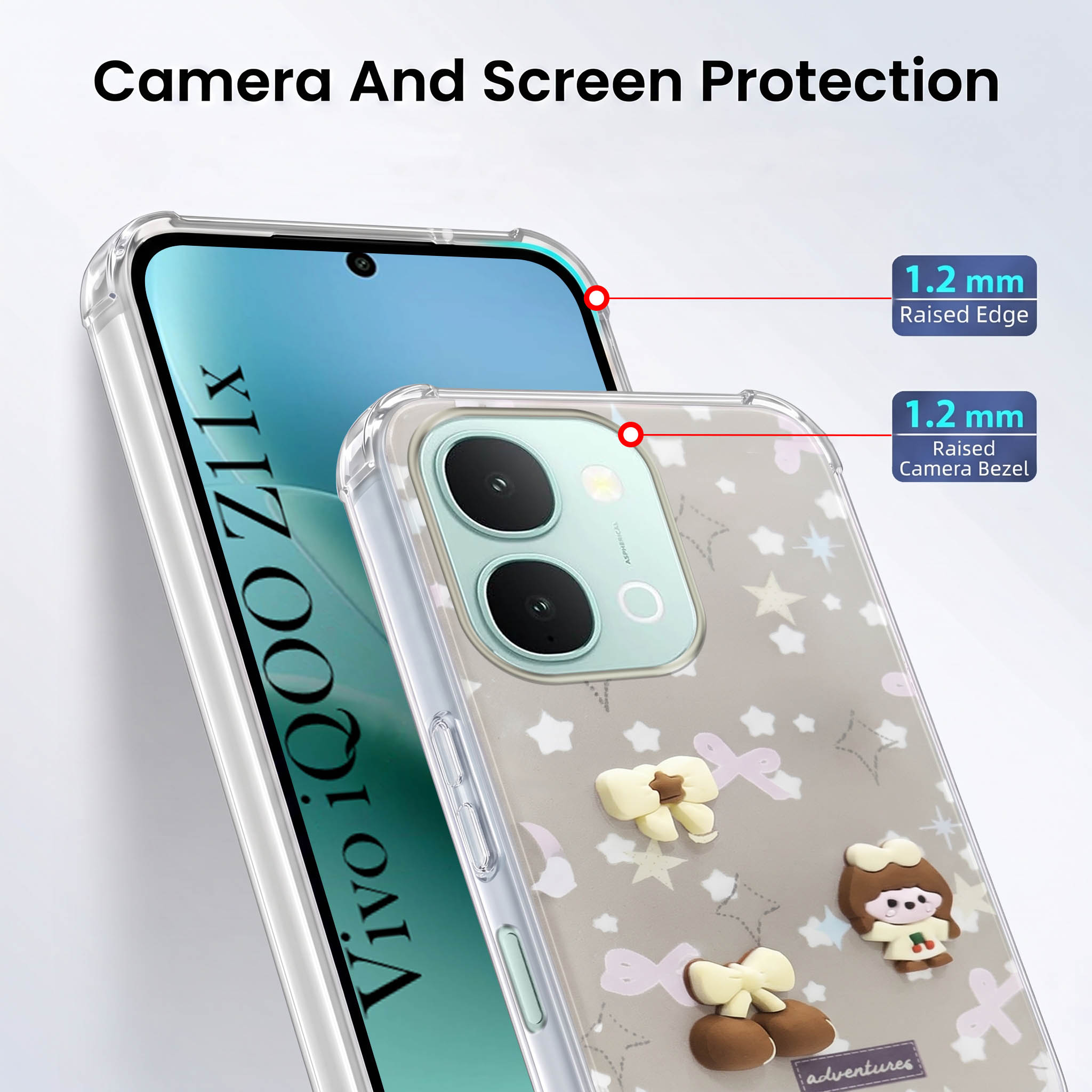 For Vivo iQOO Z11x 5G Back Cover Case (3D Cute Cartoons | Hard Back Side Soft | Matte Premium Finish | HD Printing)