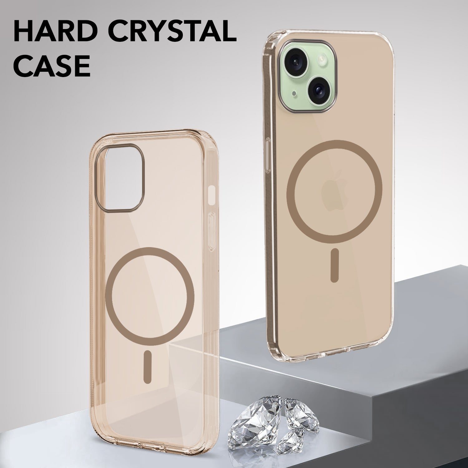 For Apple iPhone 15 Plus Back Case Cover Lifetime Anti-Yellow MagSafe Compatible Clear (Sleek Hard Crystal | Camera Protection and Shockproof)