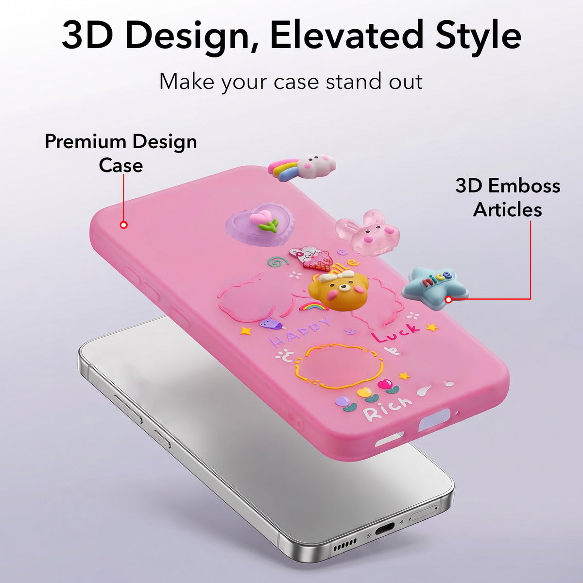 For Vivo Y31T 5G Back Cover Case (3D Cute Cartoons | Hard Back Side Soft | Matte Premium Finish | HD Printing)