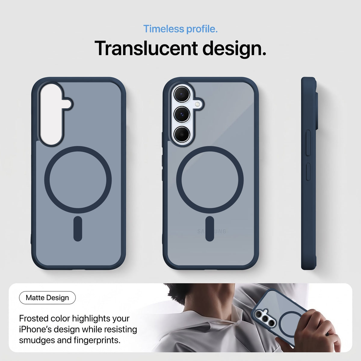 For Samsung Galaxy A55 5G Matte Finish Back Case Cover (MagSafe Compatible | Translucent Soft Touch | Slim and Unbreakable)